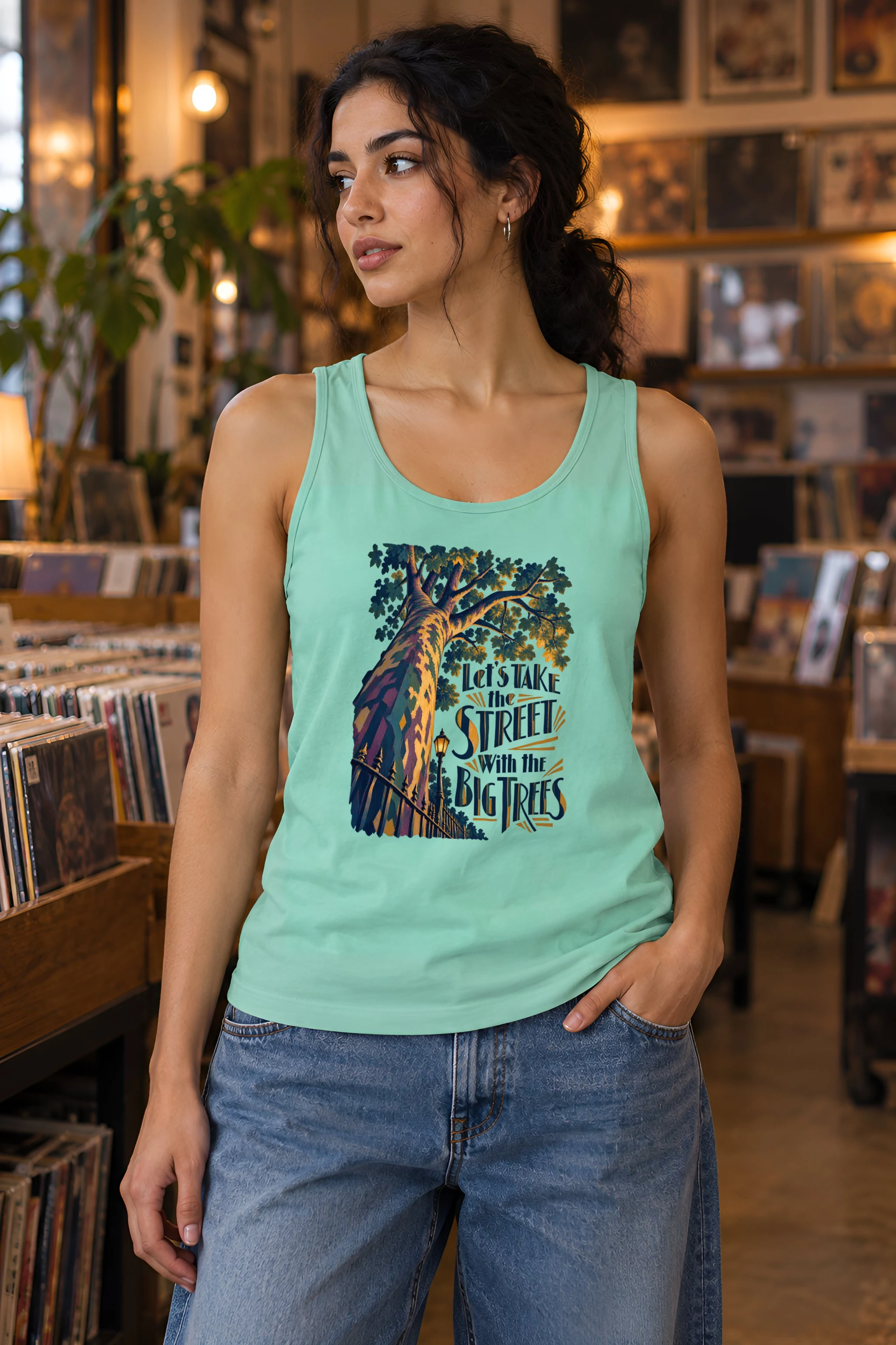 "Big Trees Street" Unisex Jersey Tank