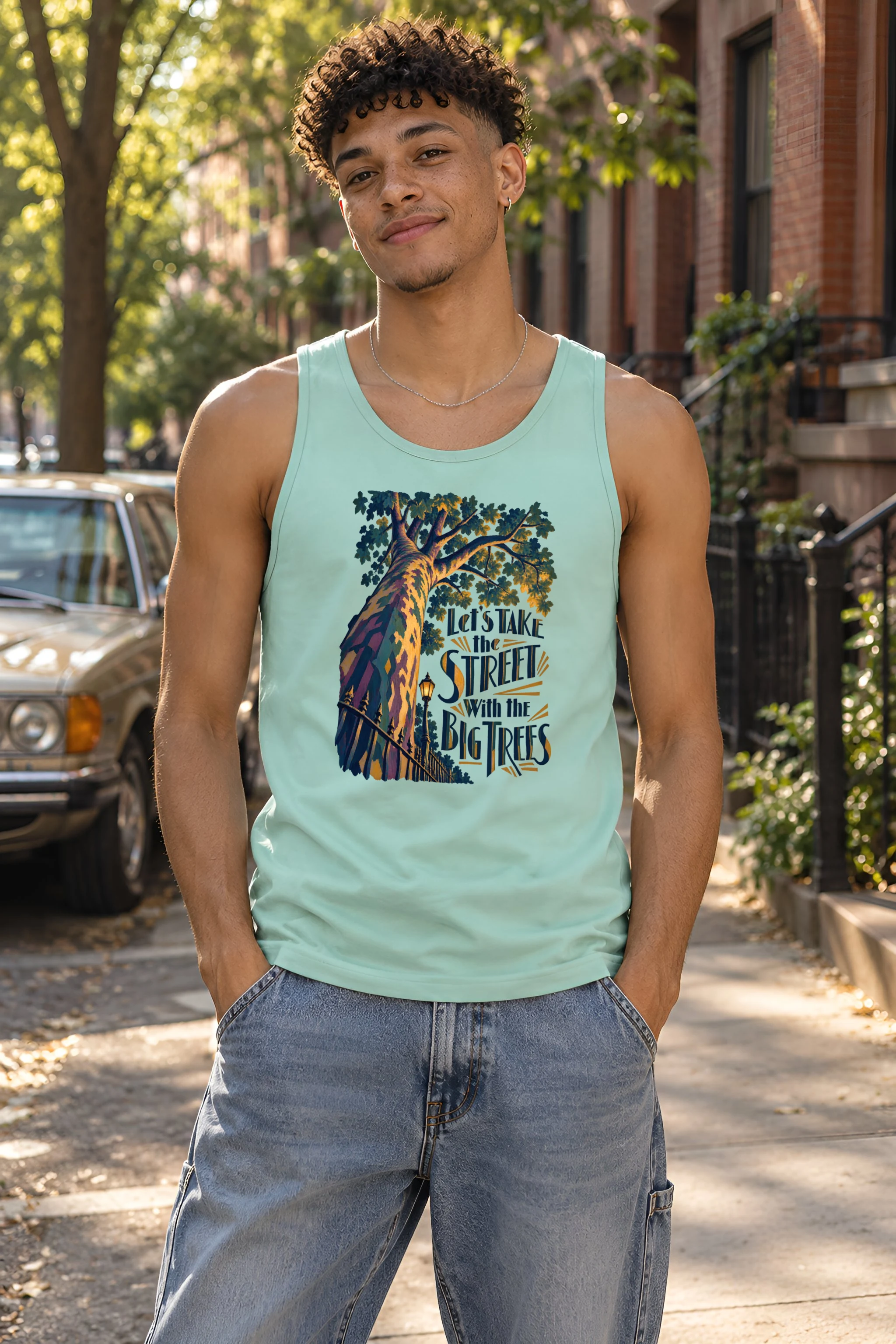 "Big Trees Street" Unisex Jersey Tank