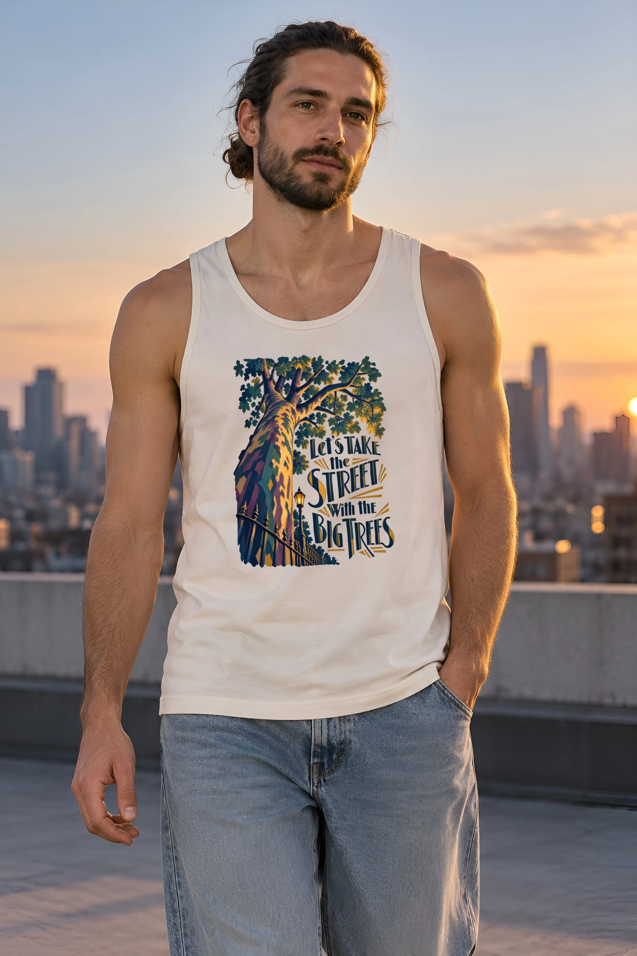 "Big Trees Street" Unisex Jersey Tank