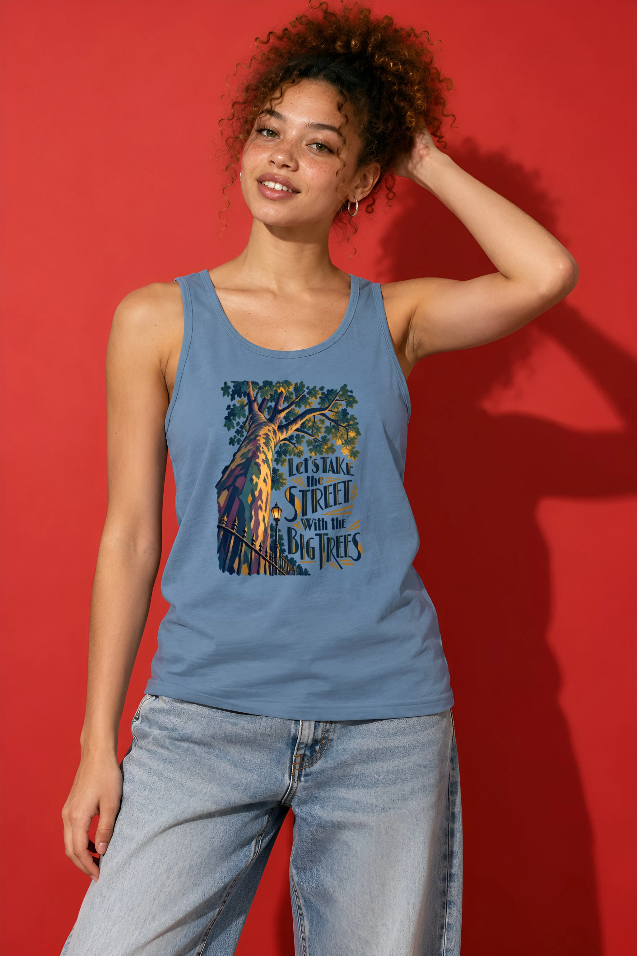 "Big Trees Street" Unisex Jersey Tank