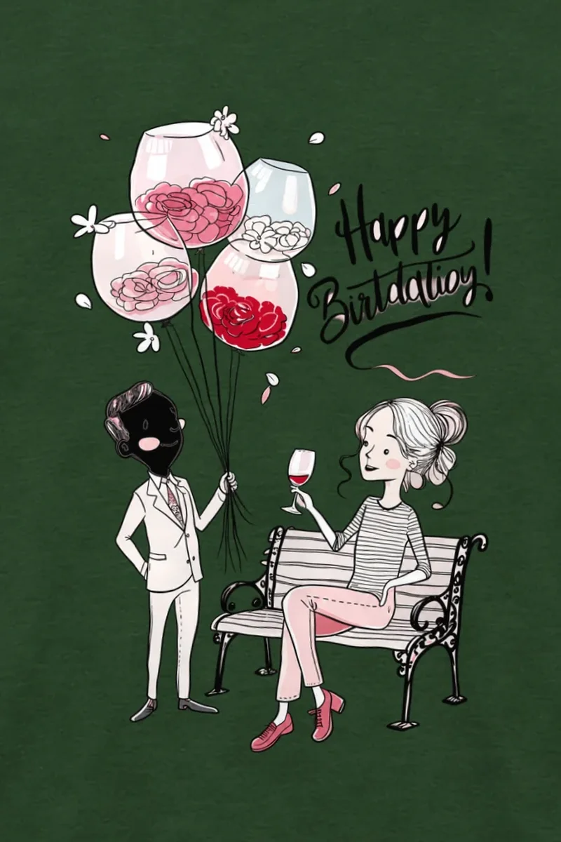 "Birthday Balloon Scene" Unisex Longsleeve T-shirt - the graphic up close