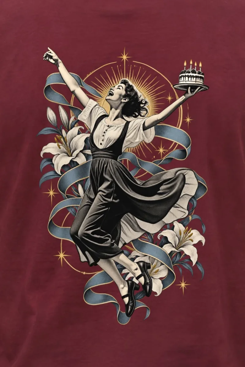 "Birthday Dance" Unisex Longsleeve T-shirt - the graphic up close