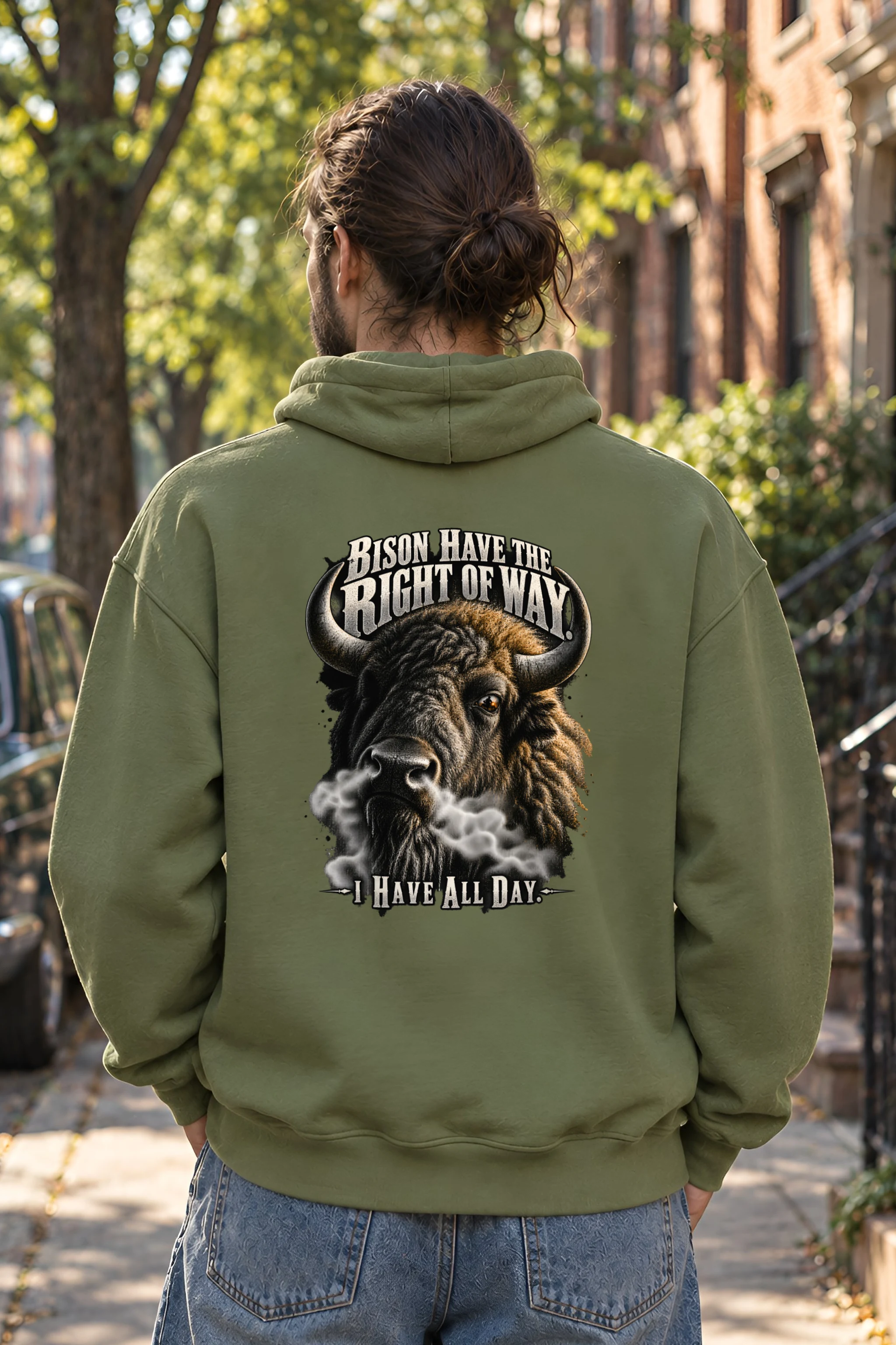 "Bison Have the Right of Way" Heavy Blend Unisex Pullover Hoodie