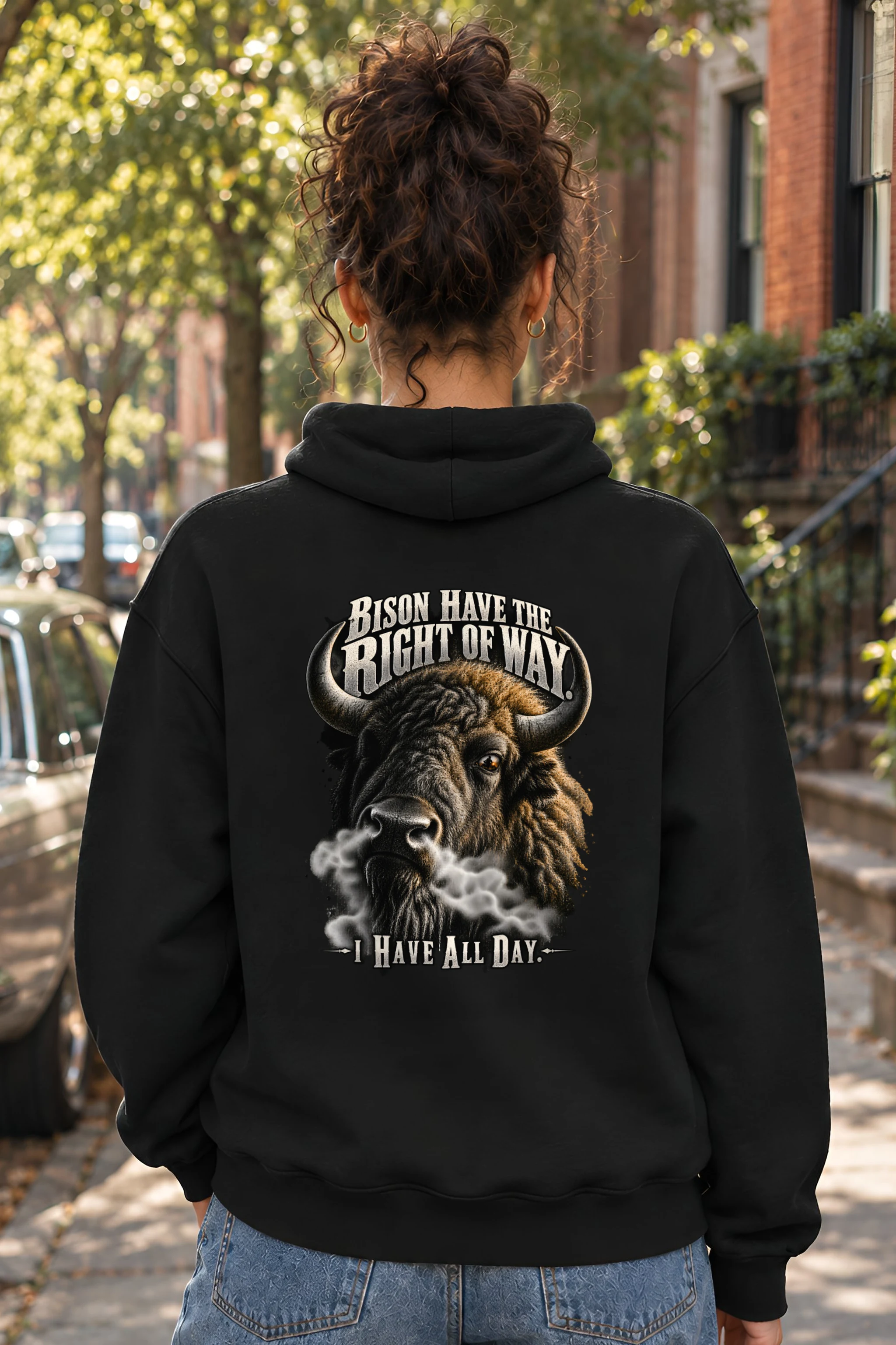 "Bison Have the Right of Way" Heavy Blend Unisex Pullover Hoodie