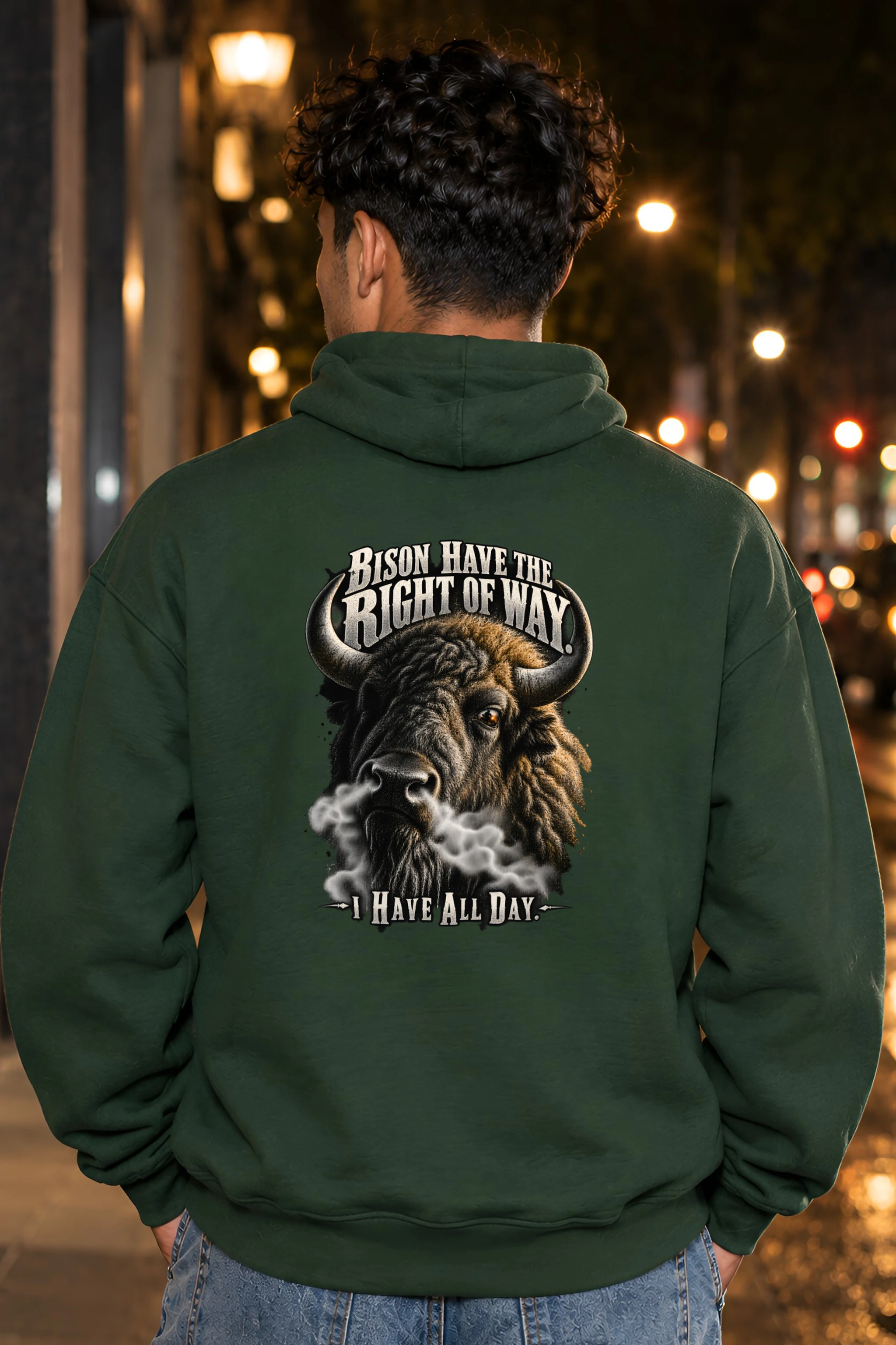 "Bison Have the Right of Way" Heavy Blend Unisex Pullover Hoodie