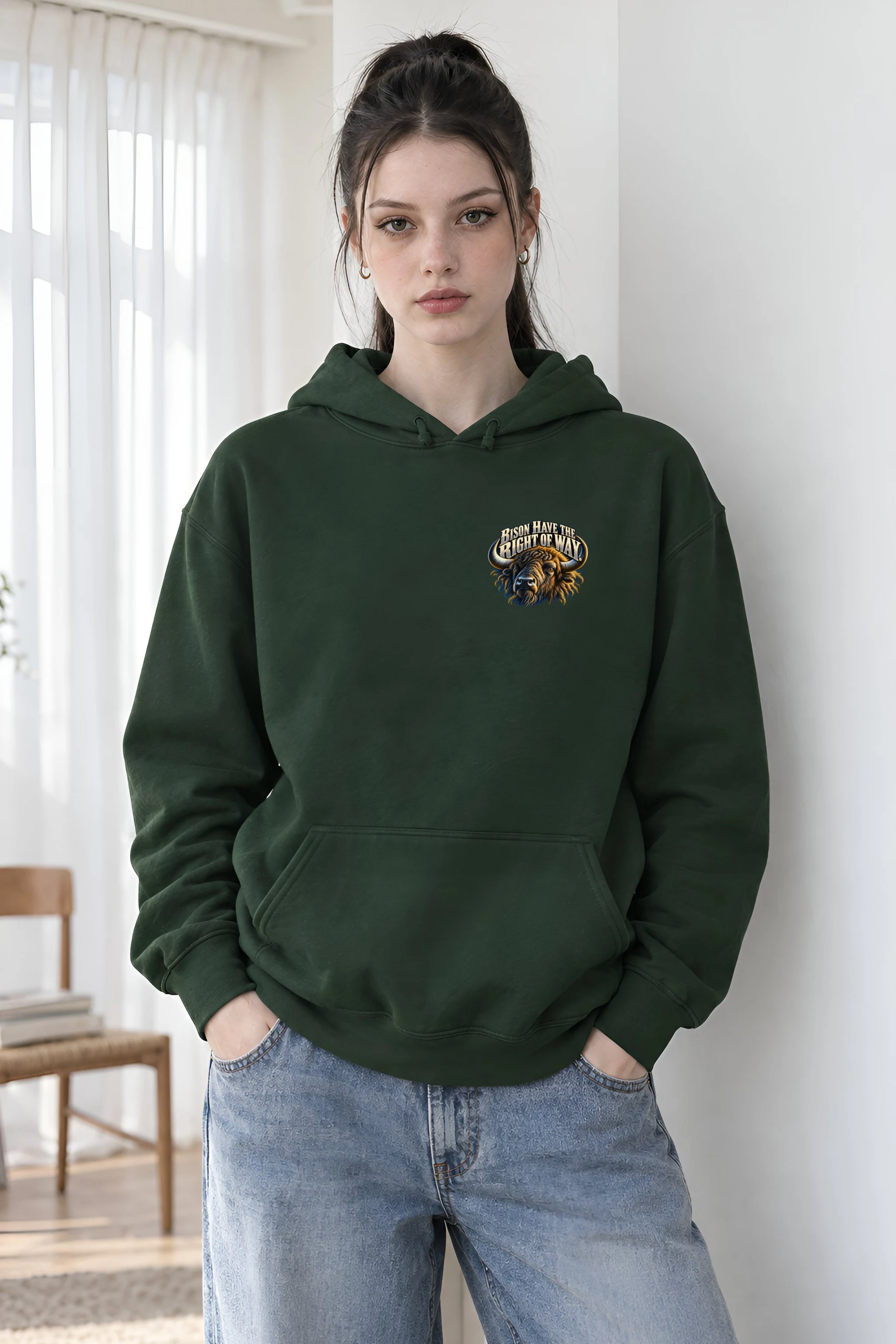 "Bison Have the Right of Way" Heavy Blend Unisex Pullover Hoodie