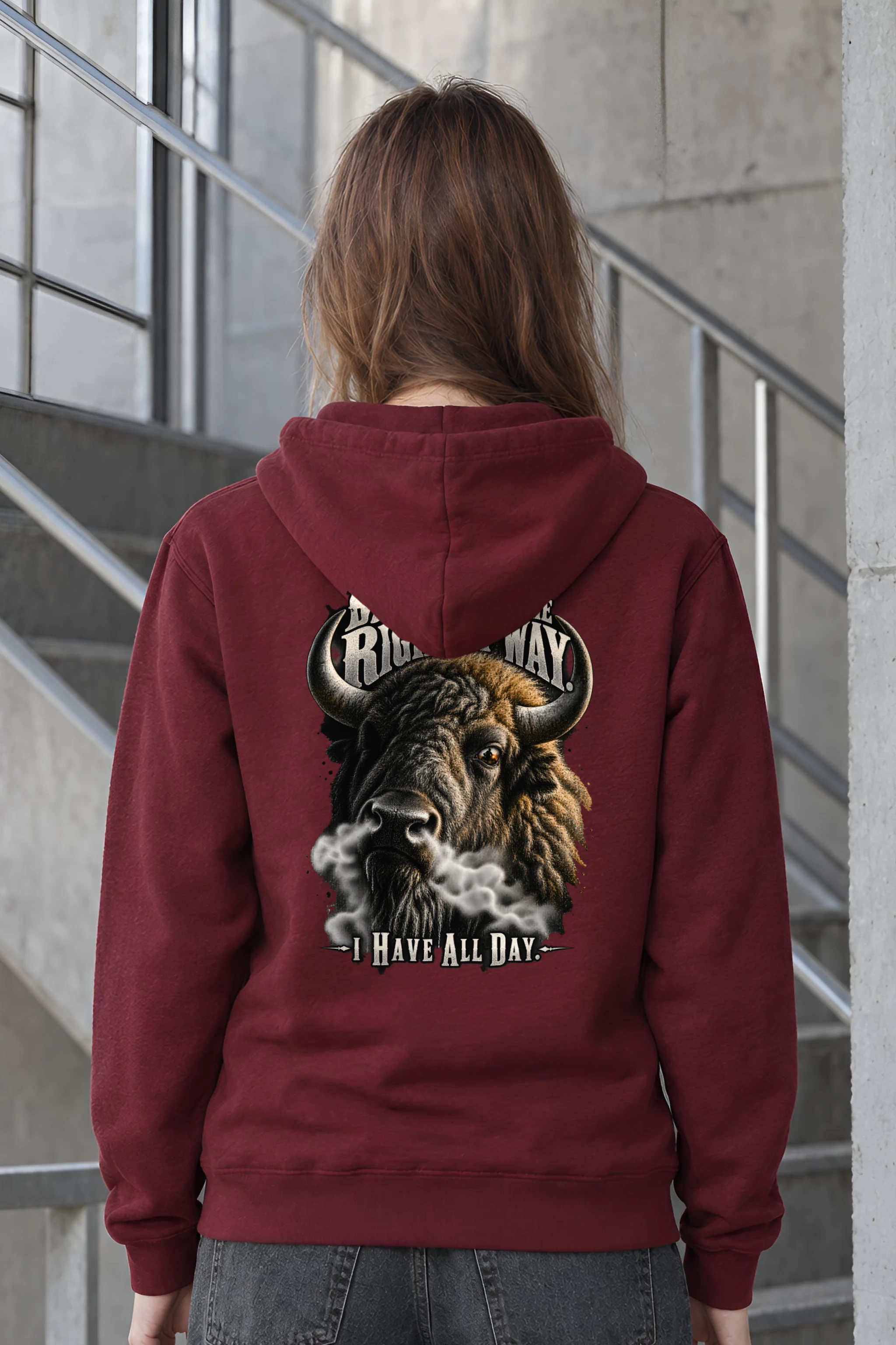 "Bison Have the Right of Way" Heavy Blend Unisex Pullover Hoodie