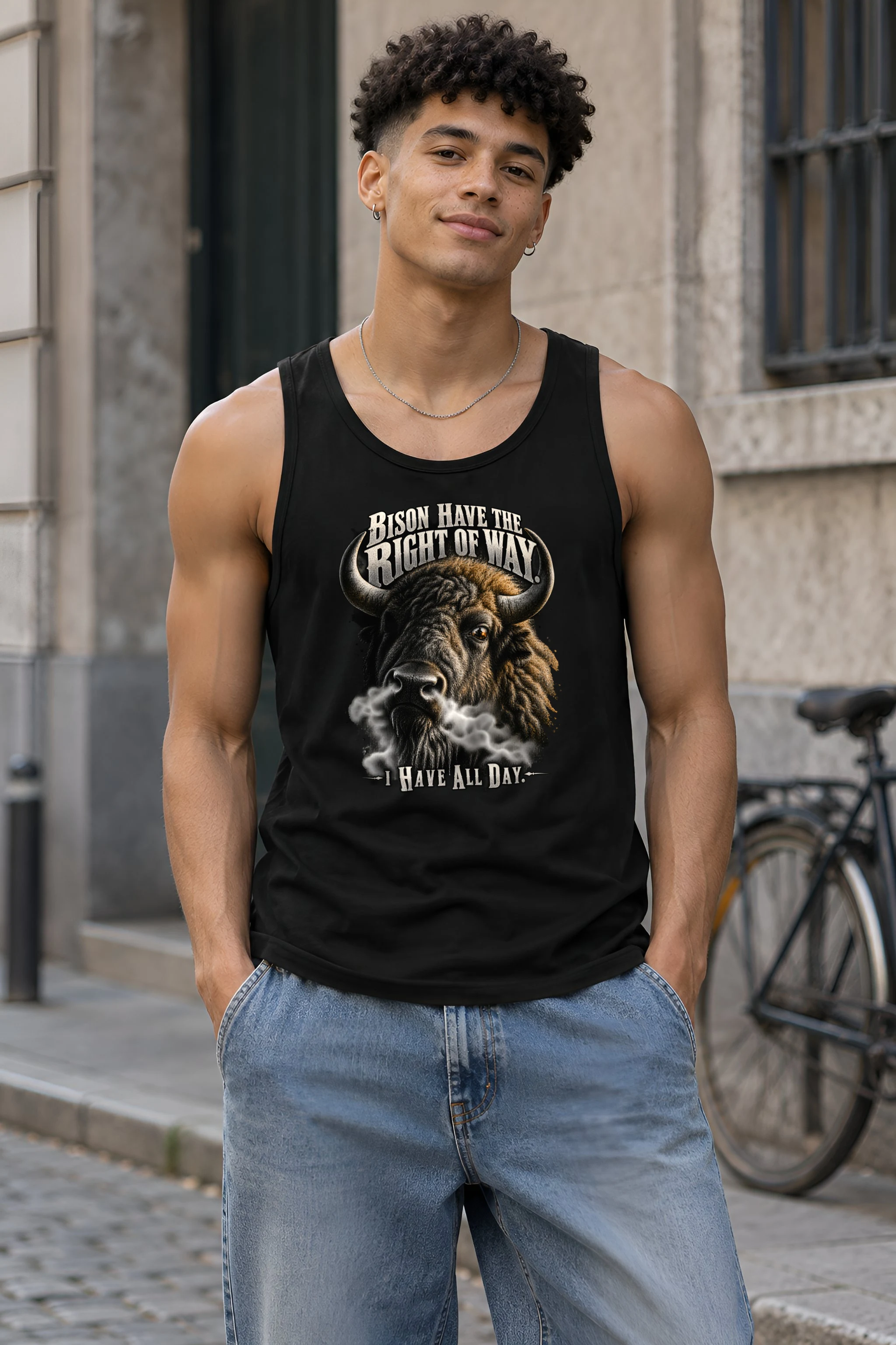 "Bison Right Of Way" Unisex Jersey Tank