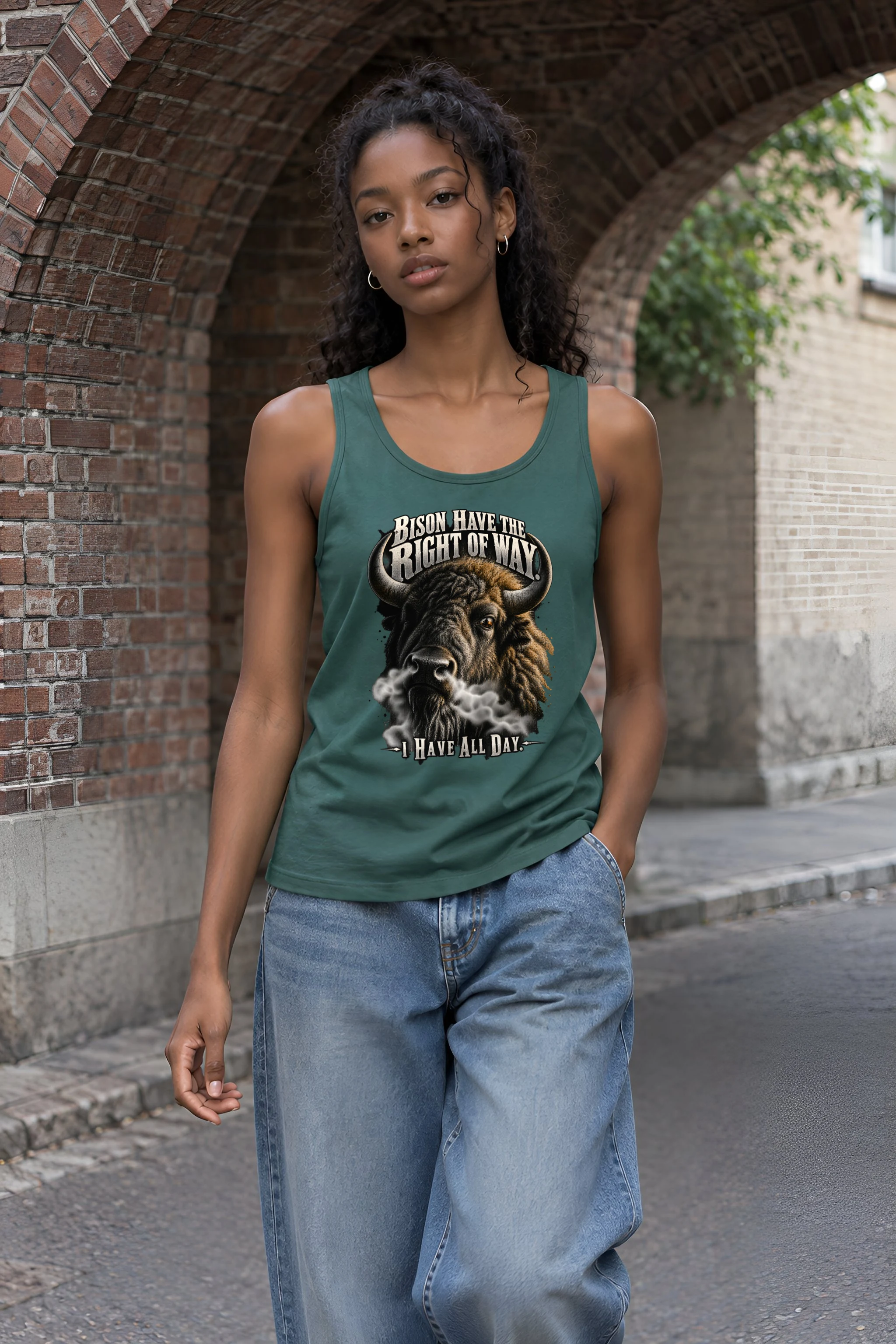"Bison Right Of Way" Unisex Jersey Tank