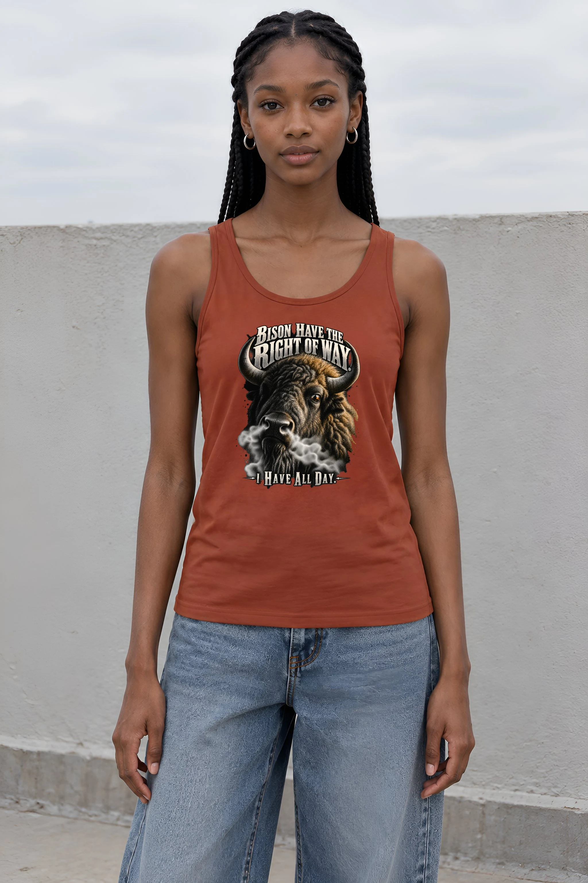 "Bison Right Of Way" Unisex Jersey Tank
