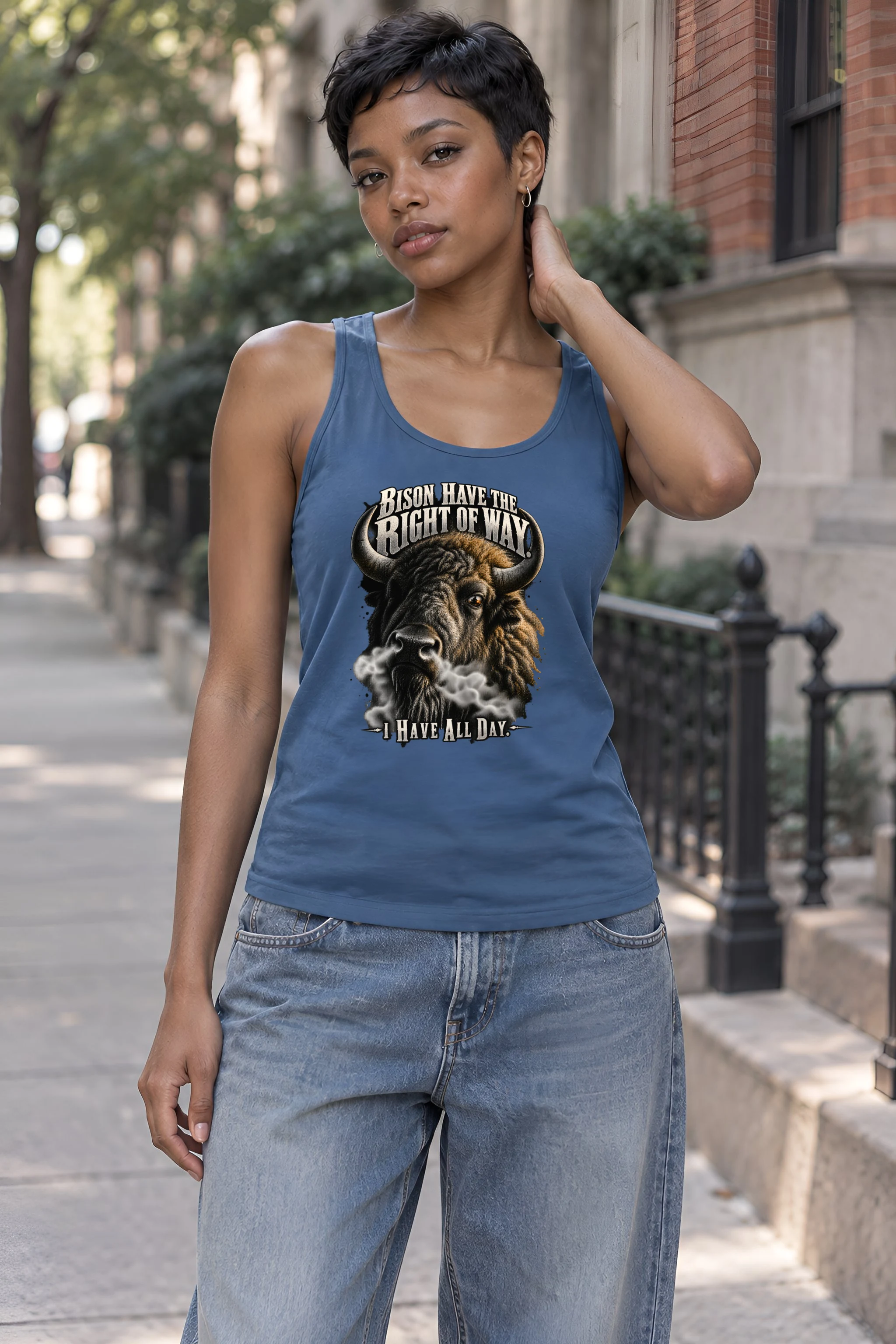 "Bison Right Of Way" Unisex Jersey Tank