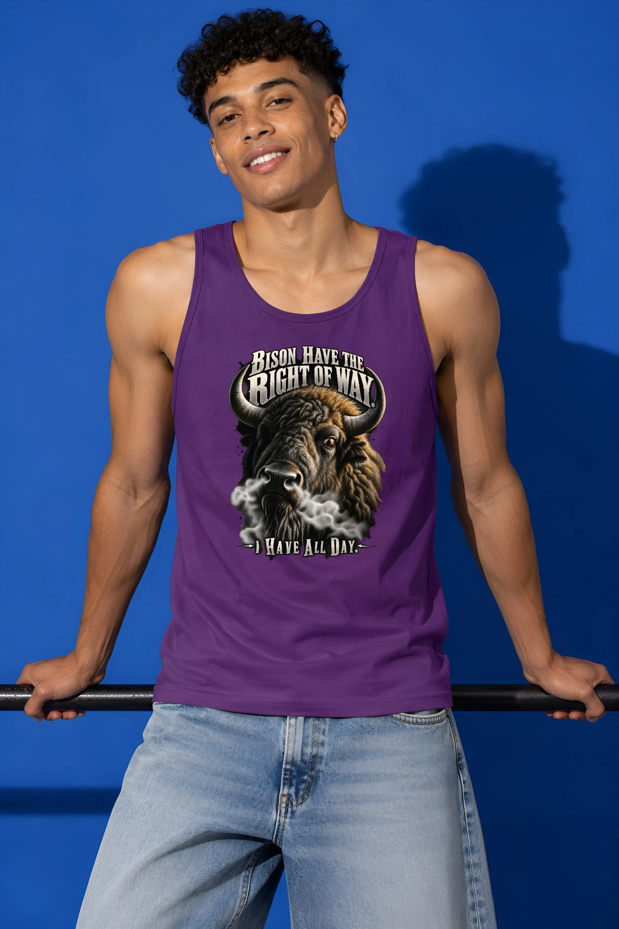 "Bison Right Of Way" Unisex Jersey Tank