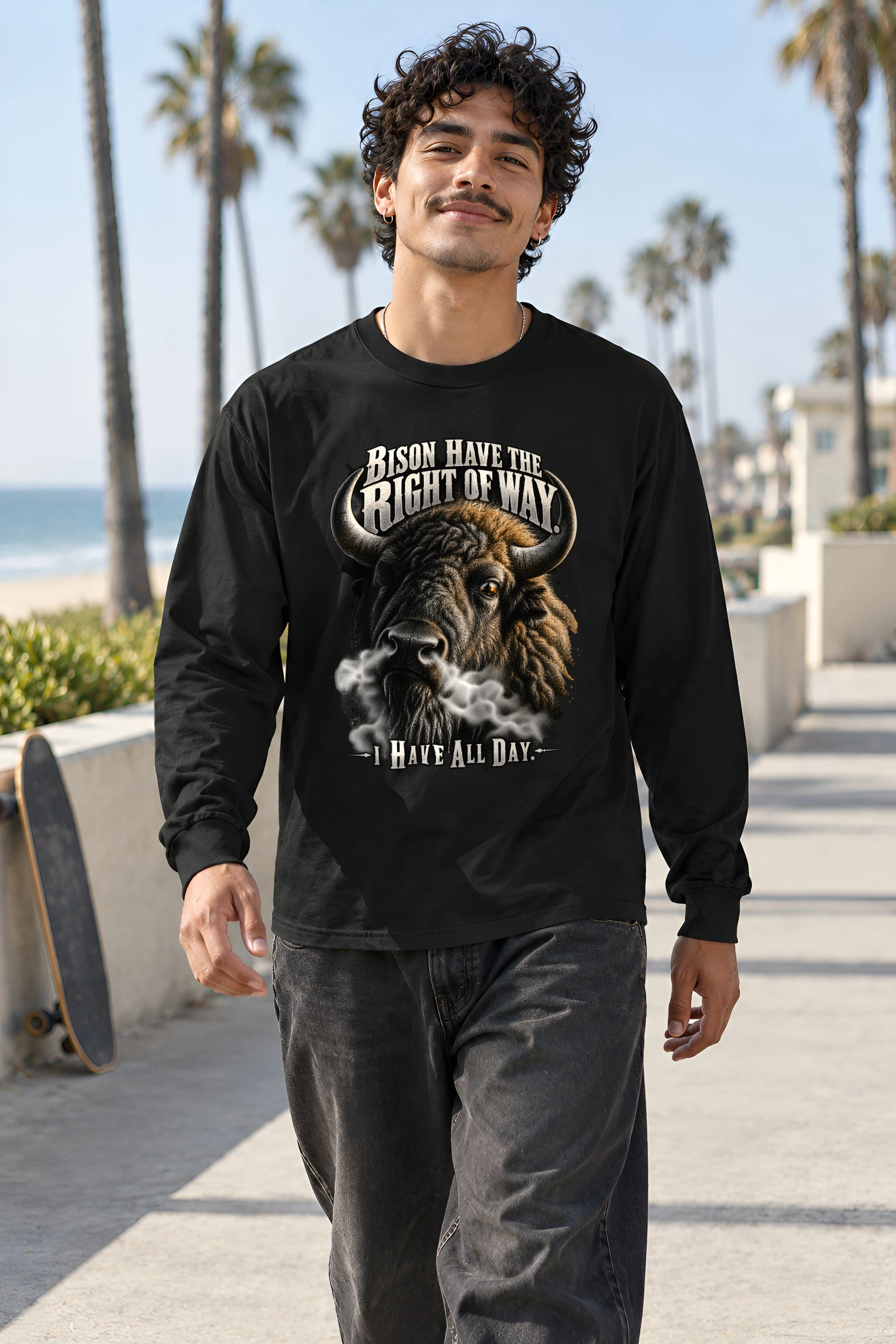 "Bison Right Of Way" Unisex Longsleeve T-shirt