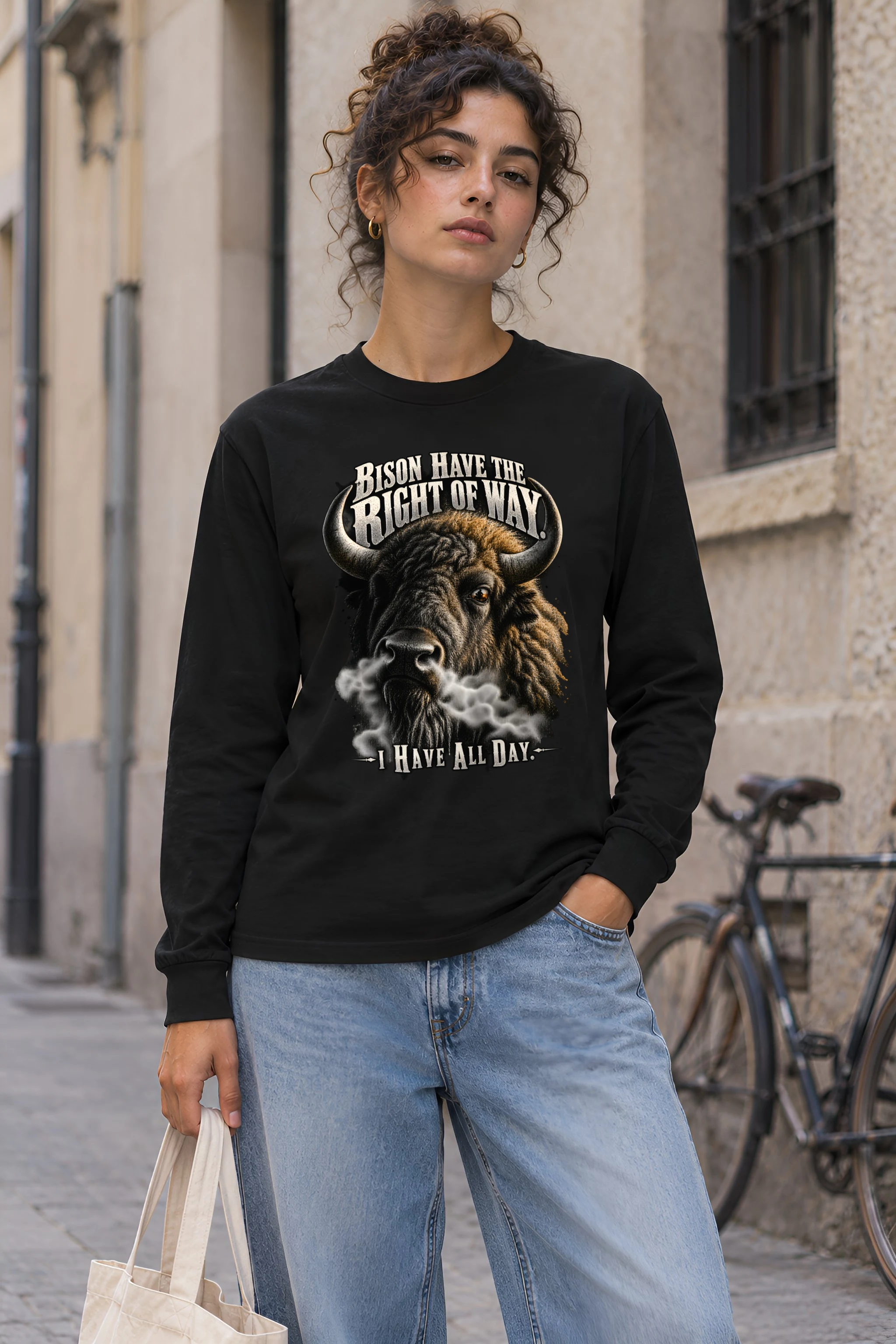"Bison Right Of Way" Unisex Longsleeve T-shirt