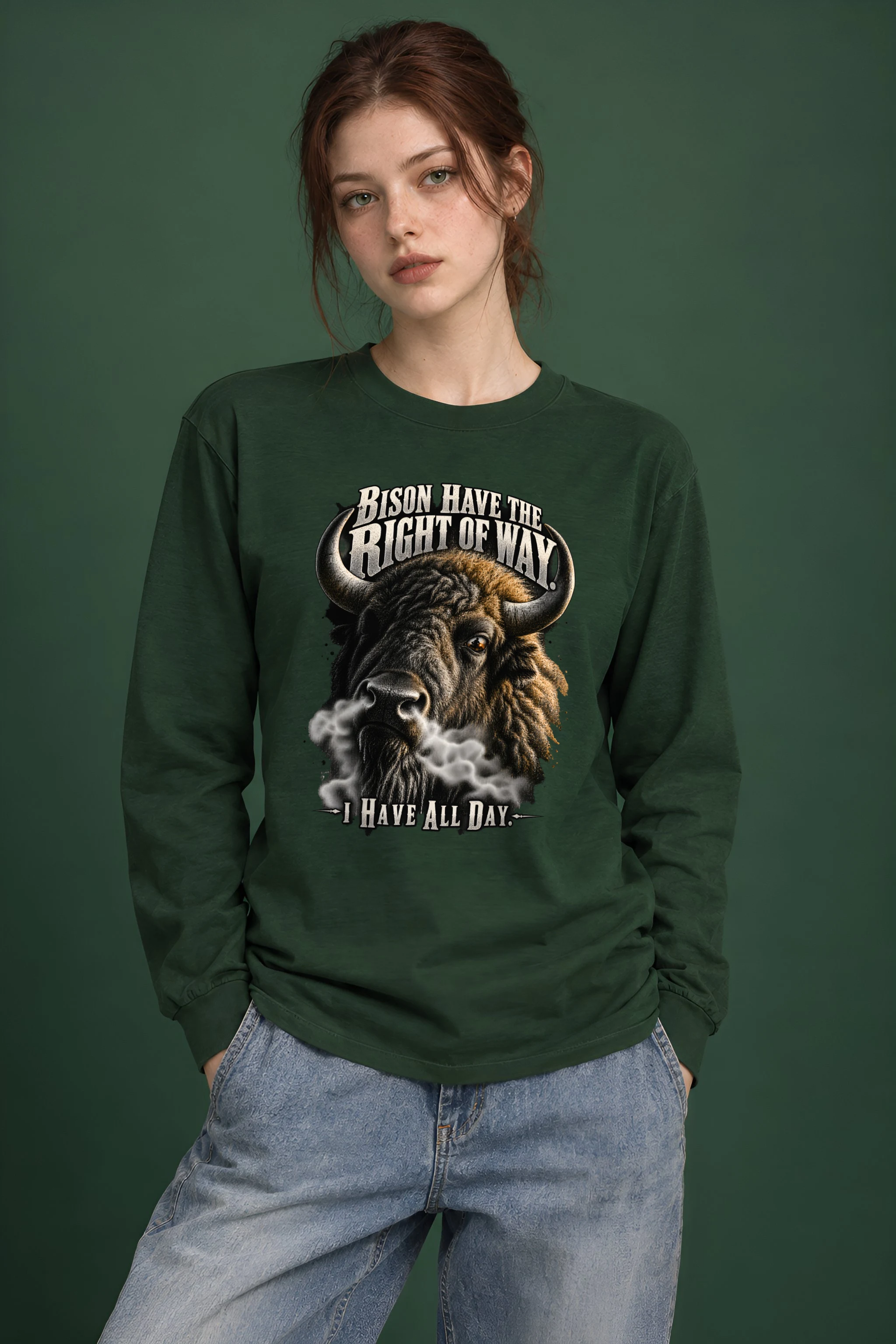 "Bison Right Of Way" Unisex Longsleeve T-shirt