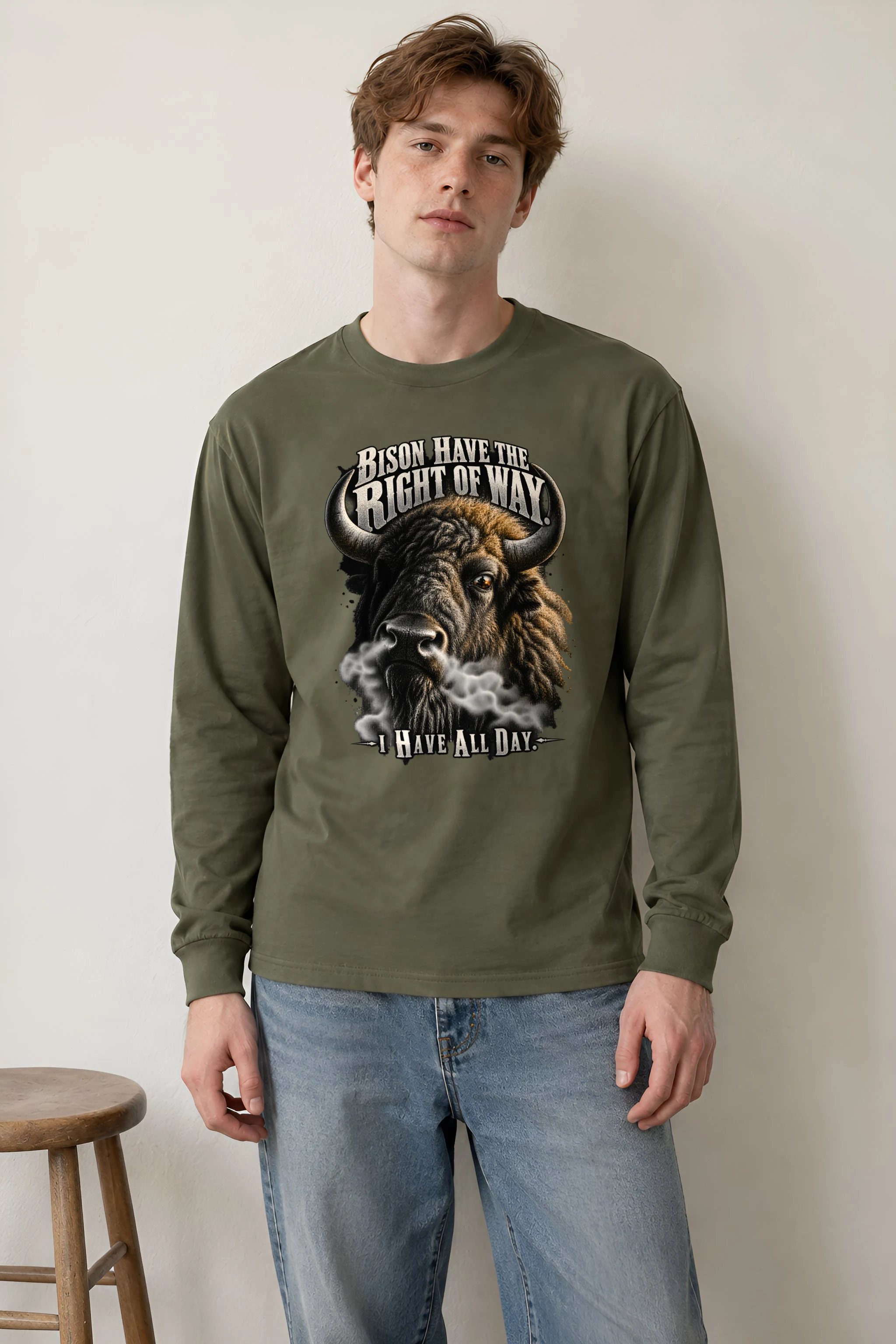 "Bison Right Of Way" Unisex Longsleeve T-shirt