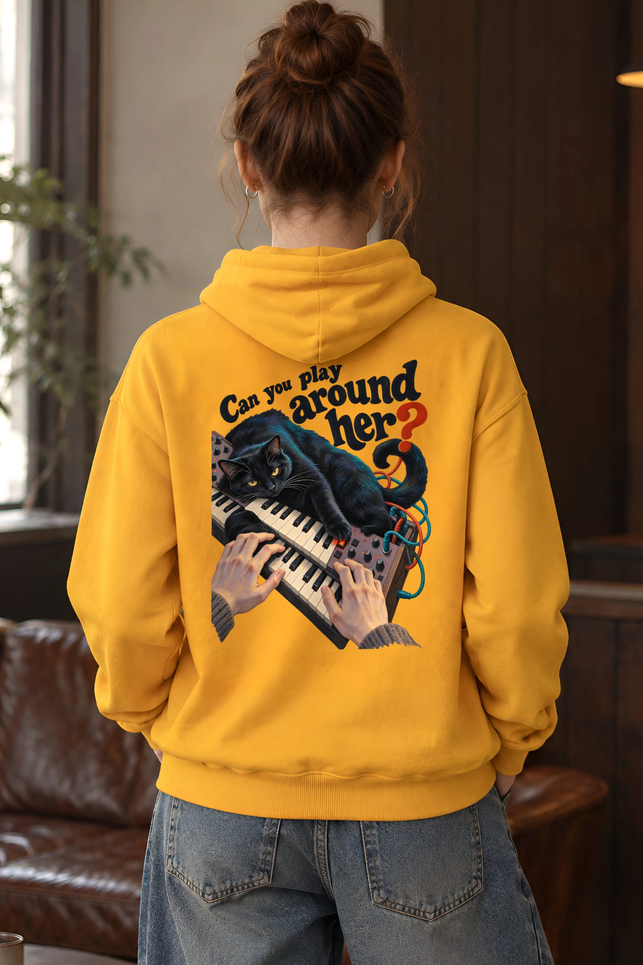 "Black Cat Synth" Unisex Pullover Hoodie