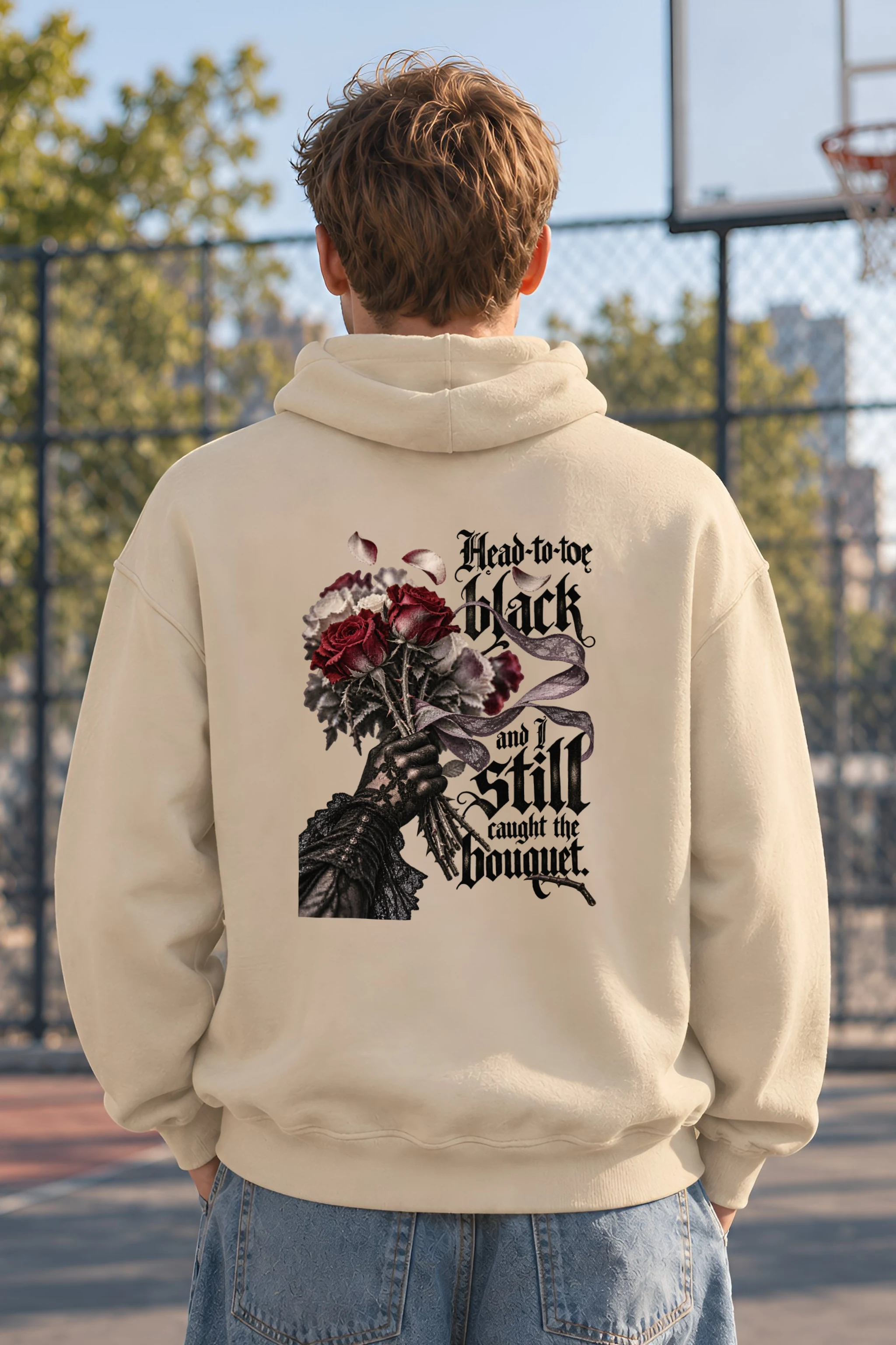 "Black Lace Bouquet" Unisex Pullover Hoodie