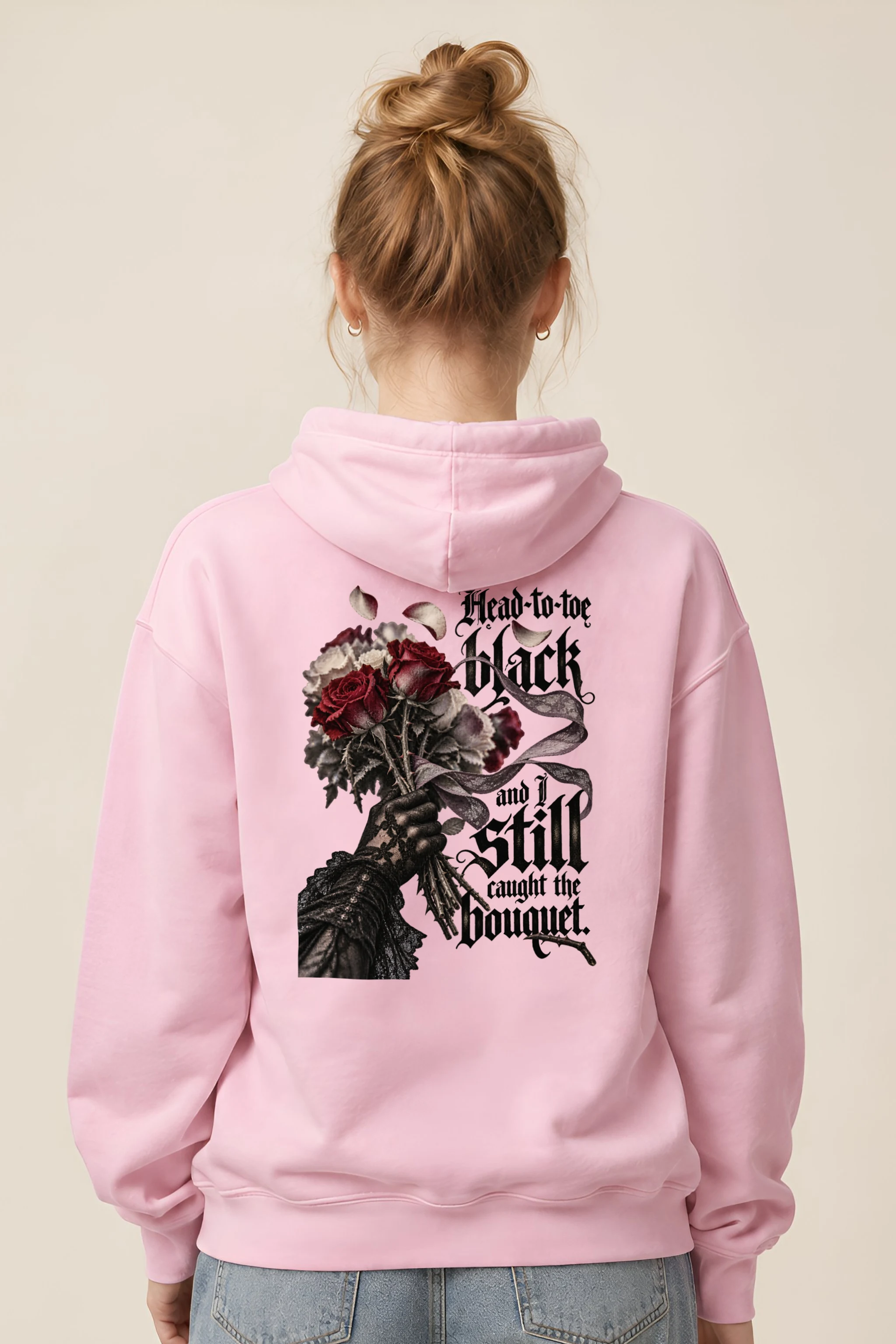 "Black Lace Bouquet" Unisex Pullover Hoodie