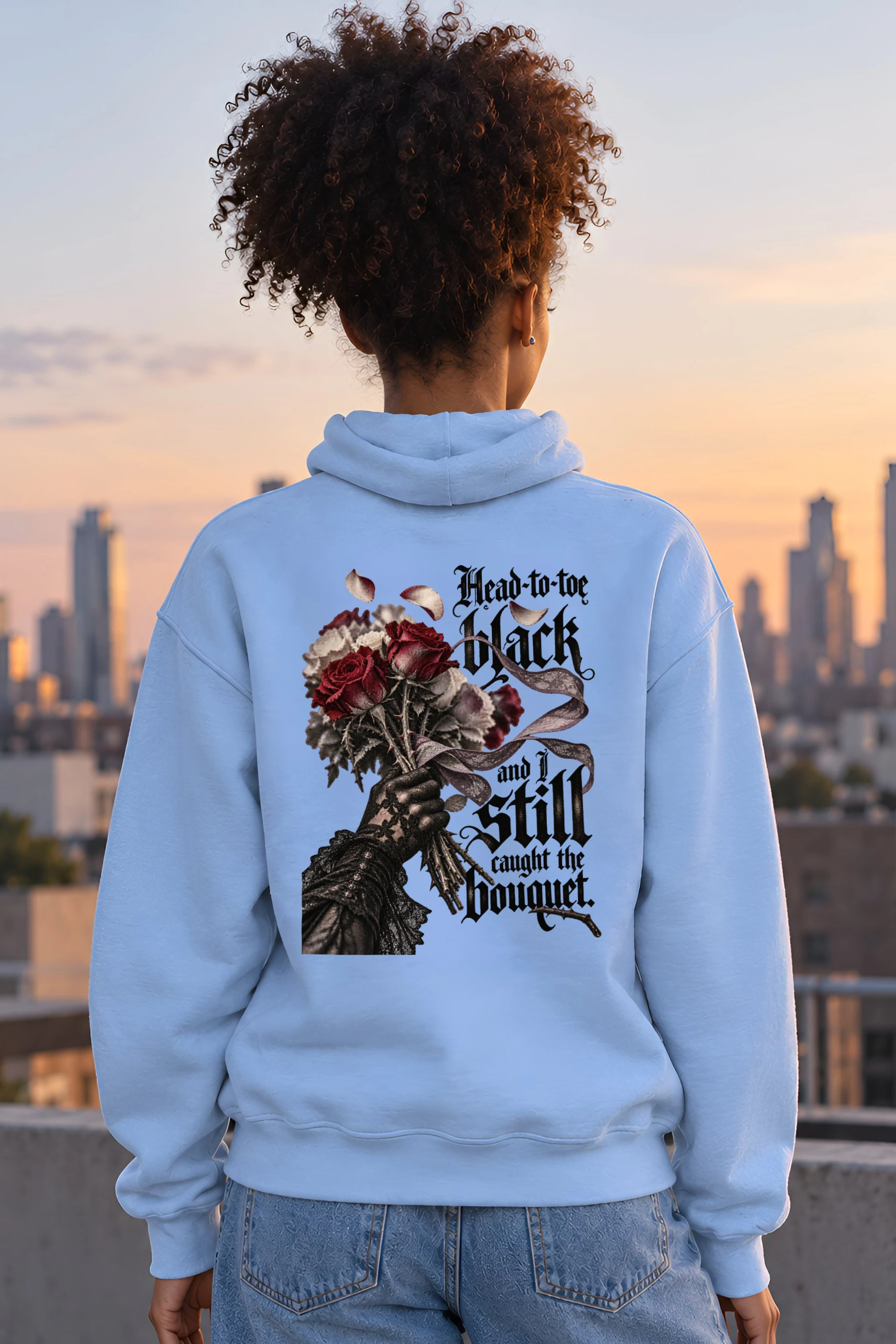 "Black Lace Bouquet" Unisex Pullover Hoodie