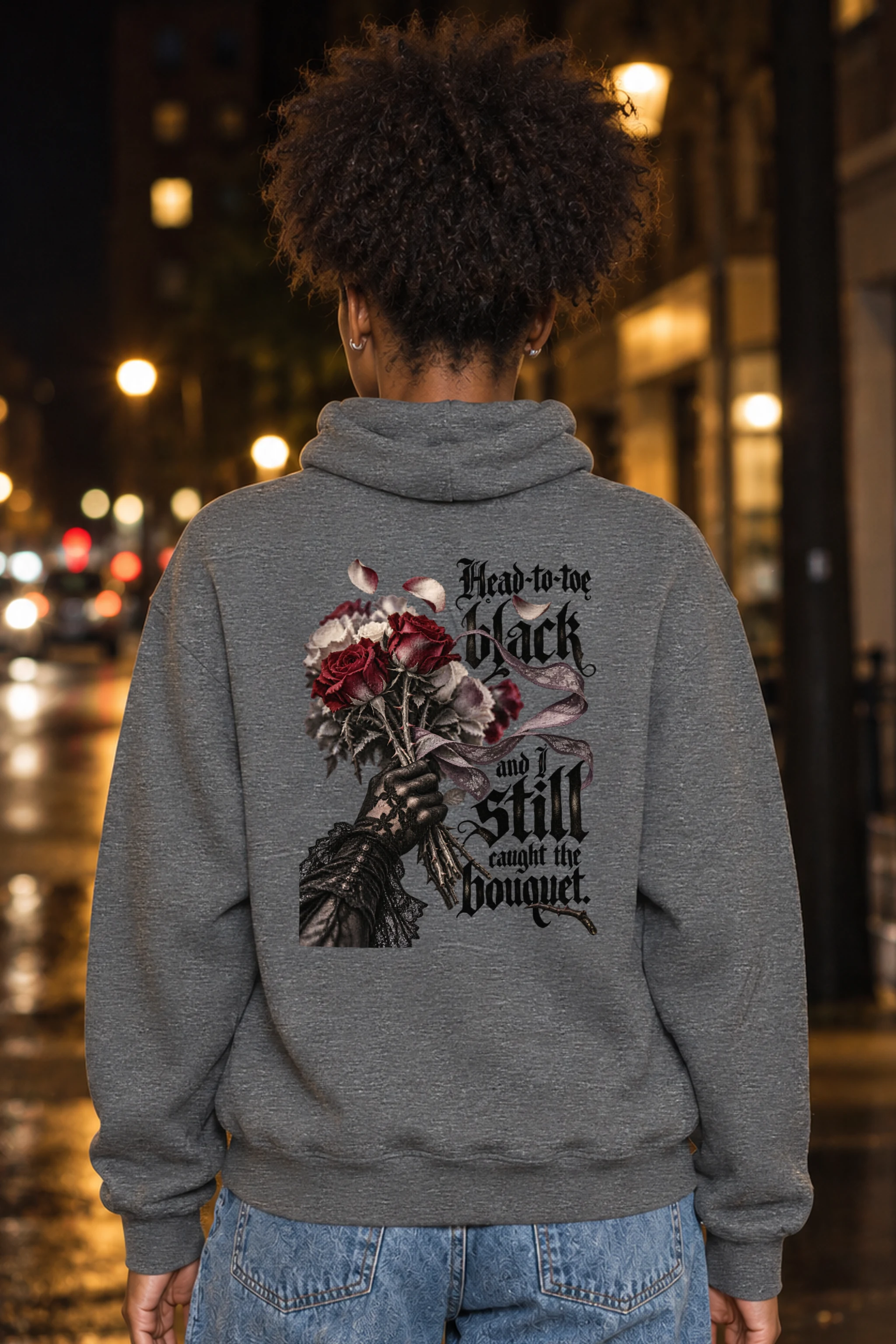 "Black Lace Bouquet" Unisex Pullover Hoodie
