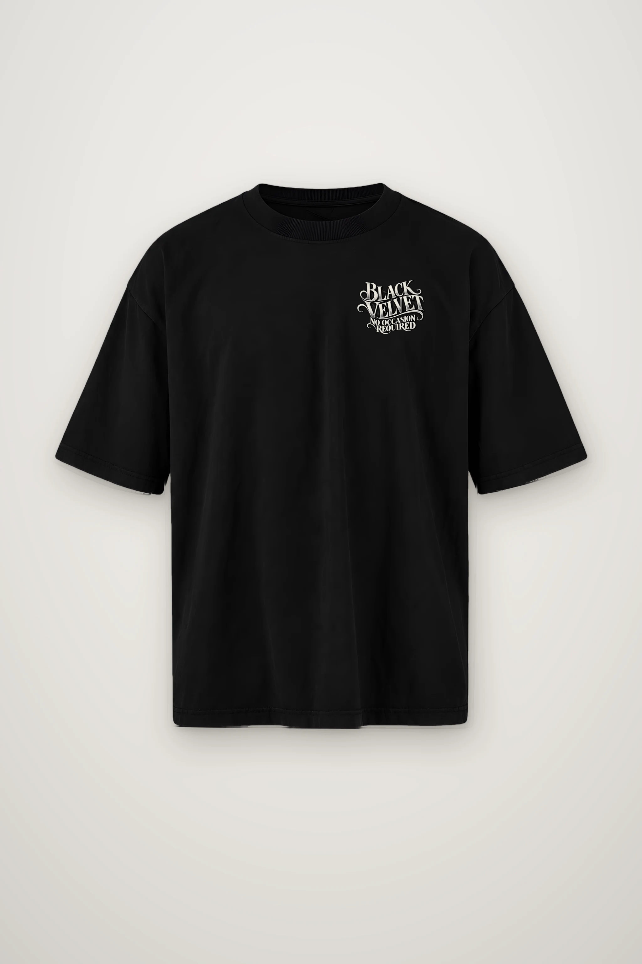 "Black Velvet No Occasion Required" Men's Oversized Heavyweight Crewneck T-Shirt