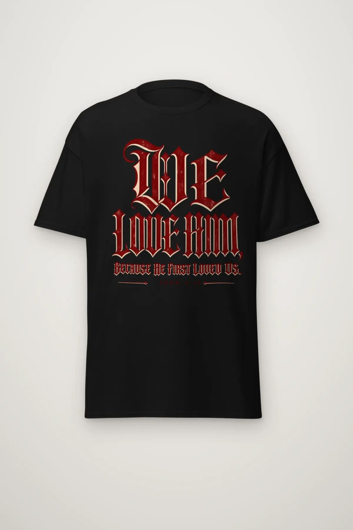 "Blackletter We Love Him" Heavyweight Unisex Crewneck T-shirt