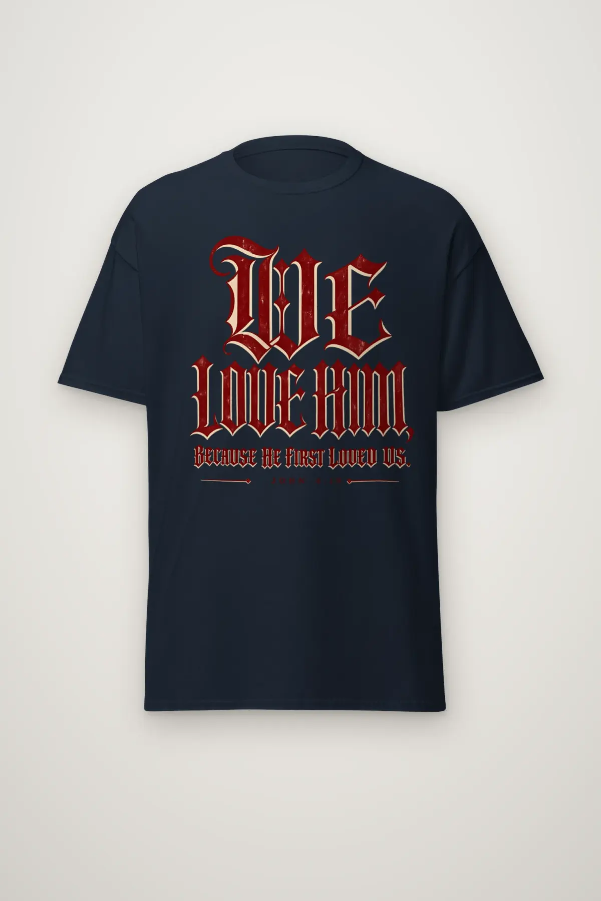 "Blackletter We Love Him" Heavyweight Unisex Crewneck T-shirt