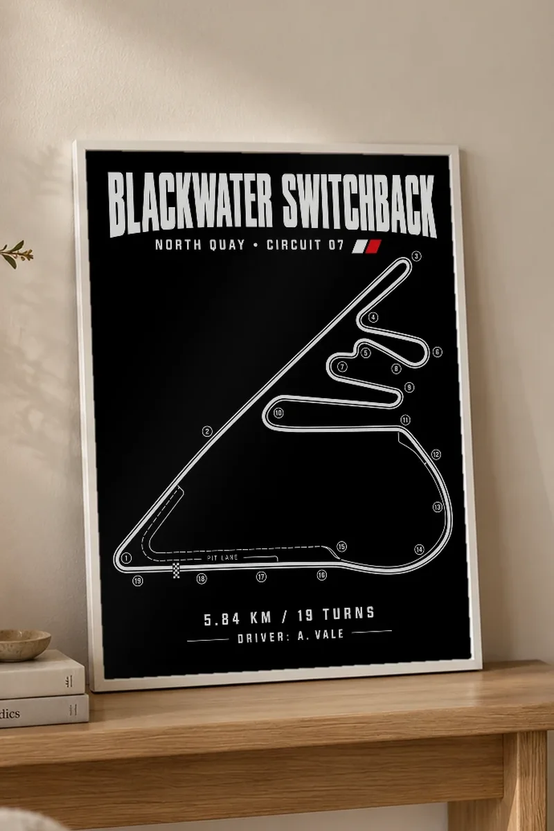 "Blackwater Switchback" Premium Wooden Framed Poster - the graphic up close