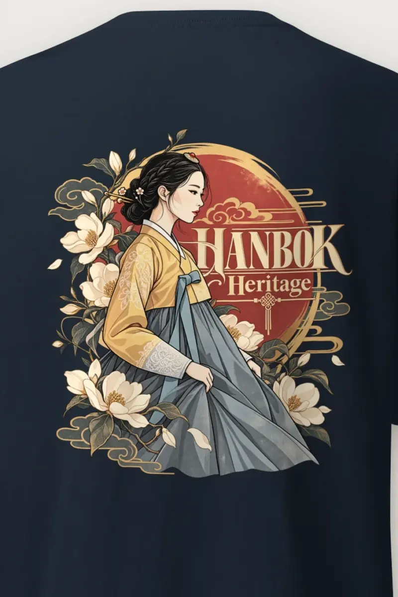 "Blooming Hanbok Muse" Heavyweight Unisex Crewneck T-shirt