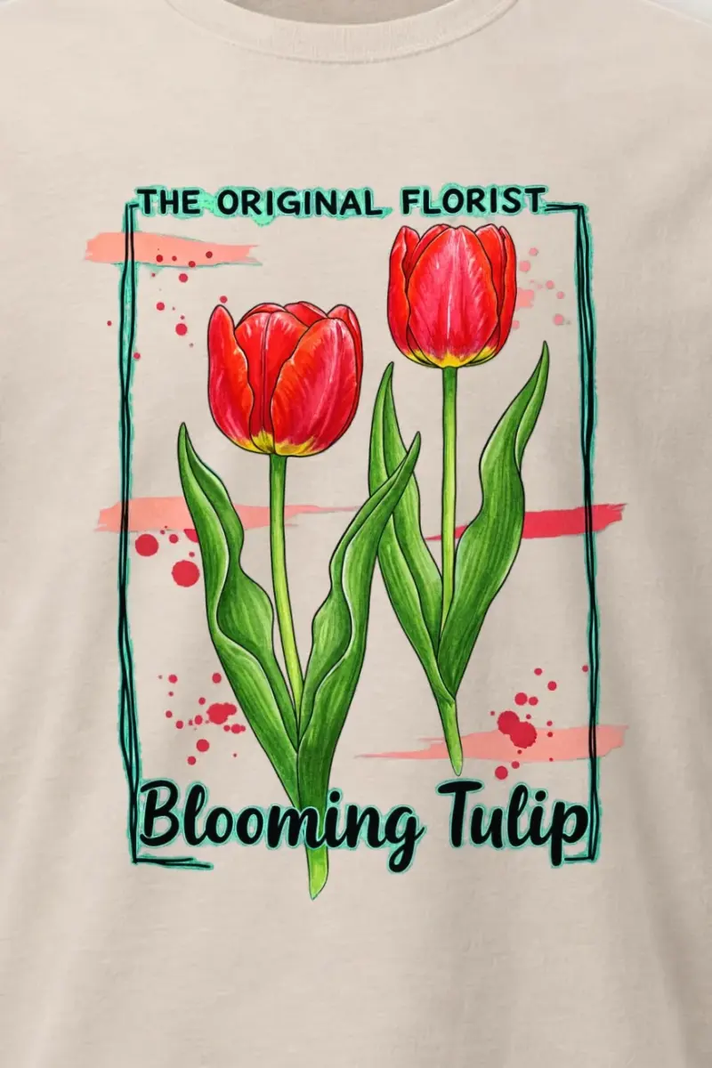 "Blooming Tulip" Heavyweight Unisex Crewneck T-shirt