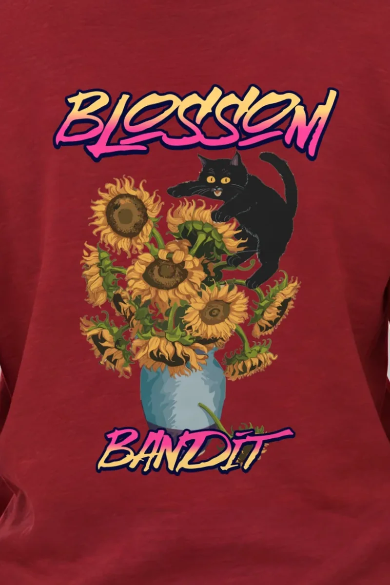"Blossom Bandit" Unisex Longsleeve T-shirt - the graphic up close