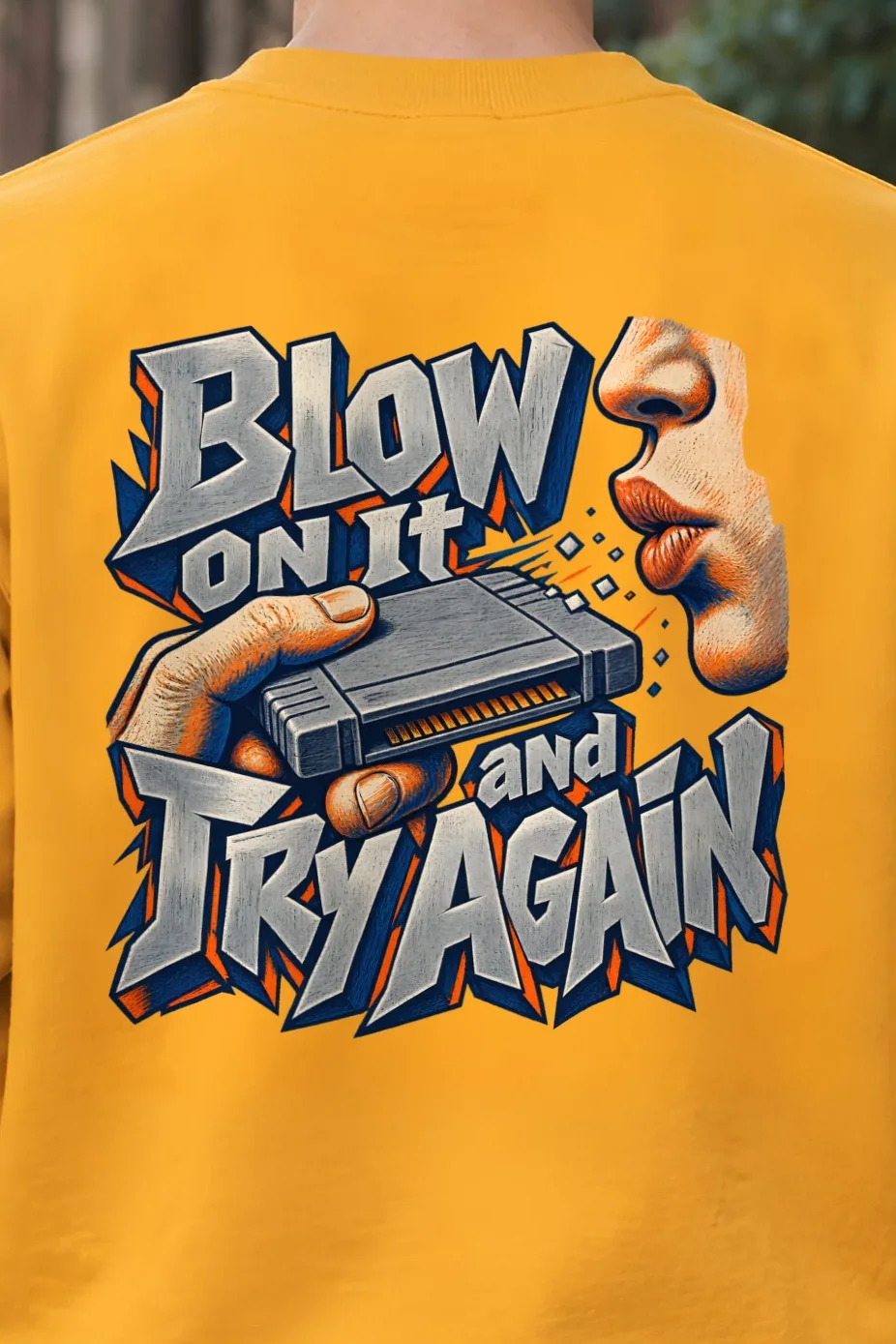 "Blow On It And Try Again" Heavy Blend Unisex Crewneck Sweatshirt - the graphic up close
