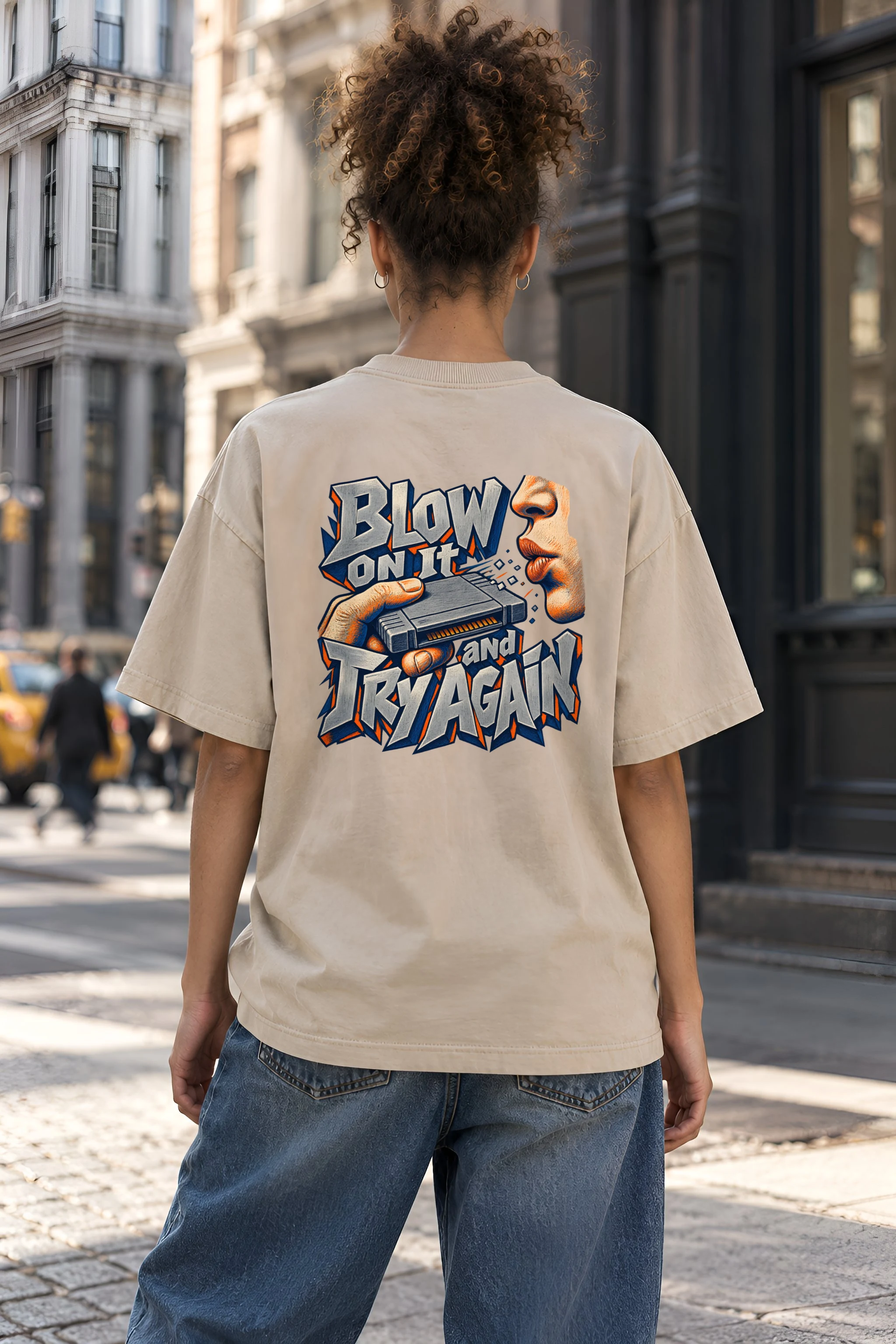 "Blow On It And Try Again" Unisex Oversized Heavyweight Crewneck T-Shirt