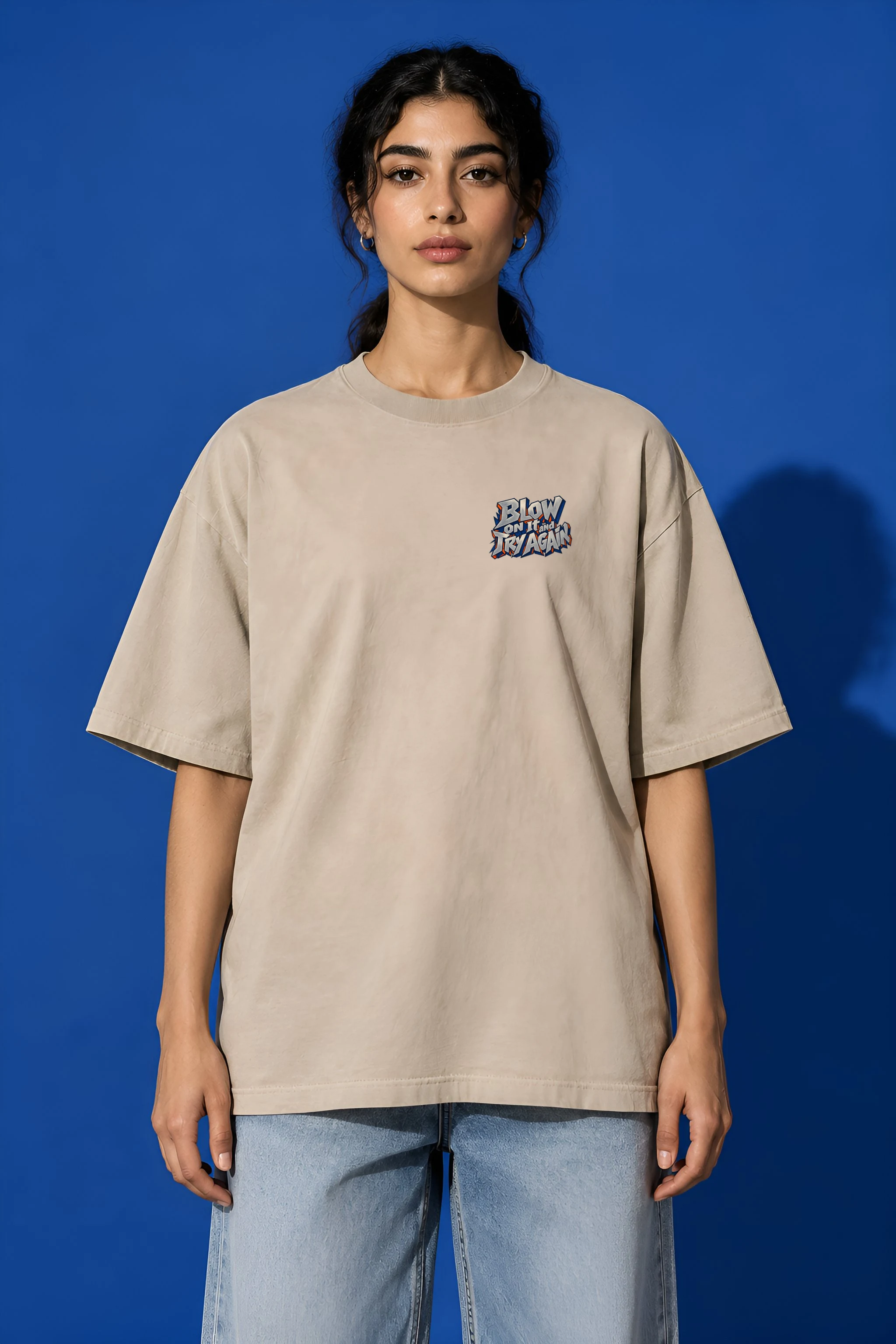 "Blow On It And Try Again" Unisex Oversized Heavyweight Crewneck T-Shirt
