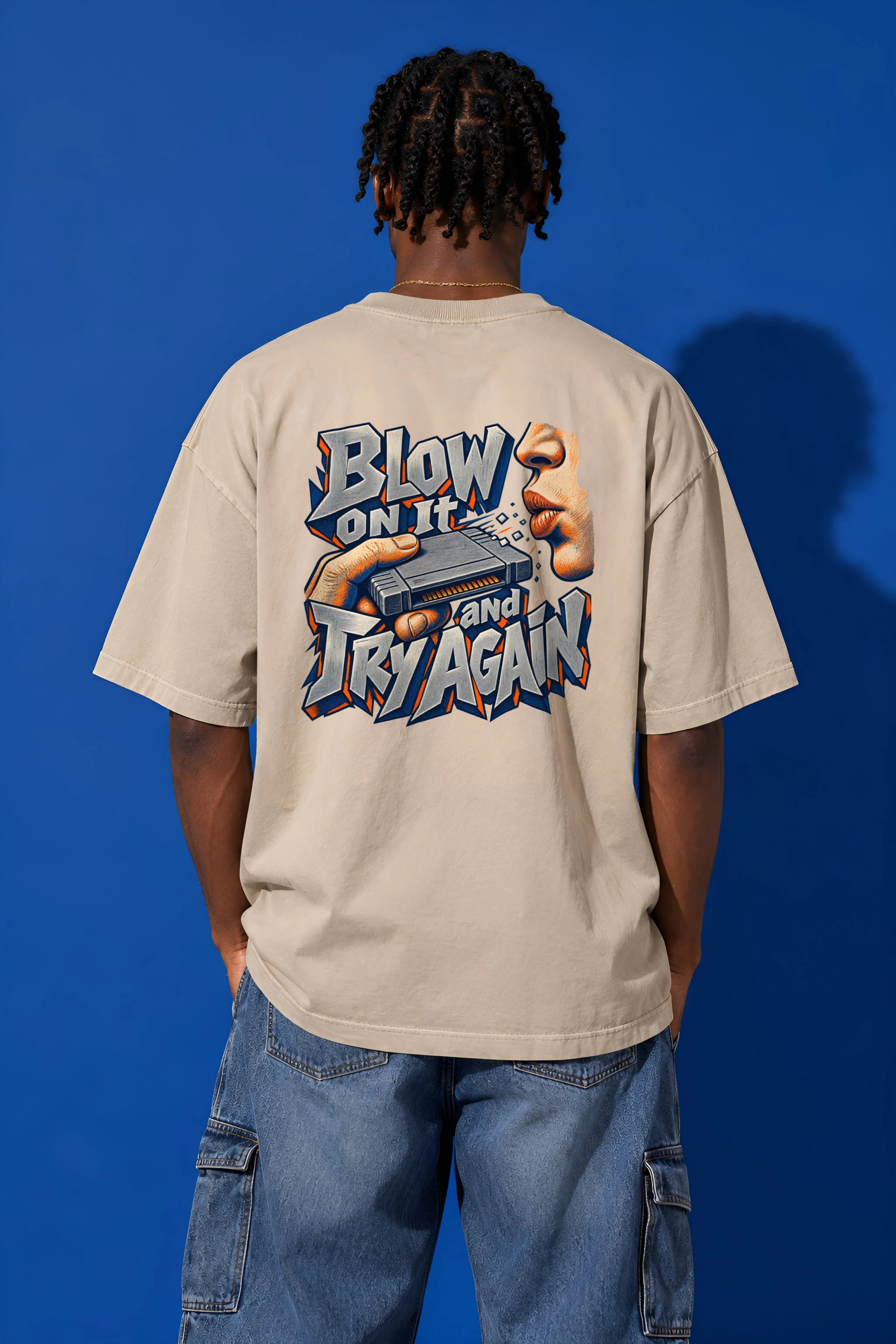 "Blow On It And Try Again" Unisex Oversized Heavyweight Crewneck T-Shirt