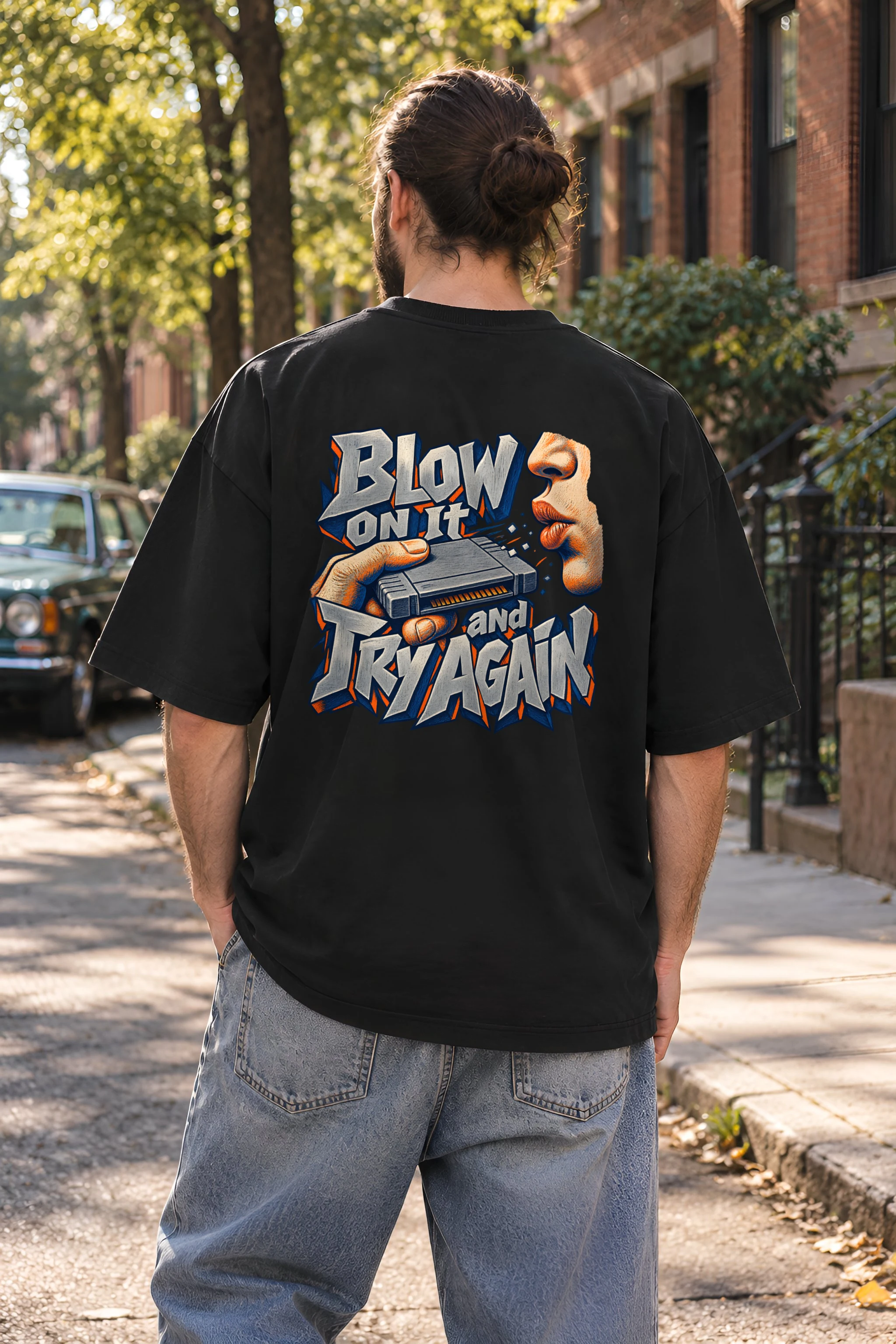 "Blow On It And Try Again" Unisex Oversized Heavyweight Crewneck T-Shirt