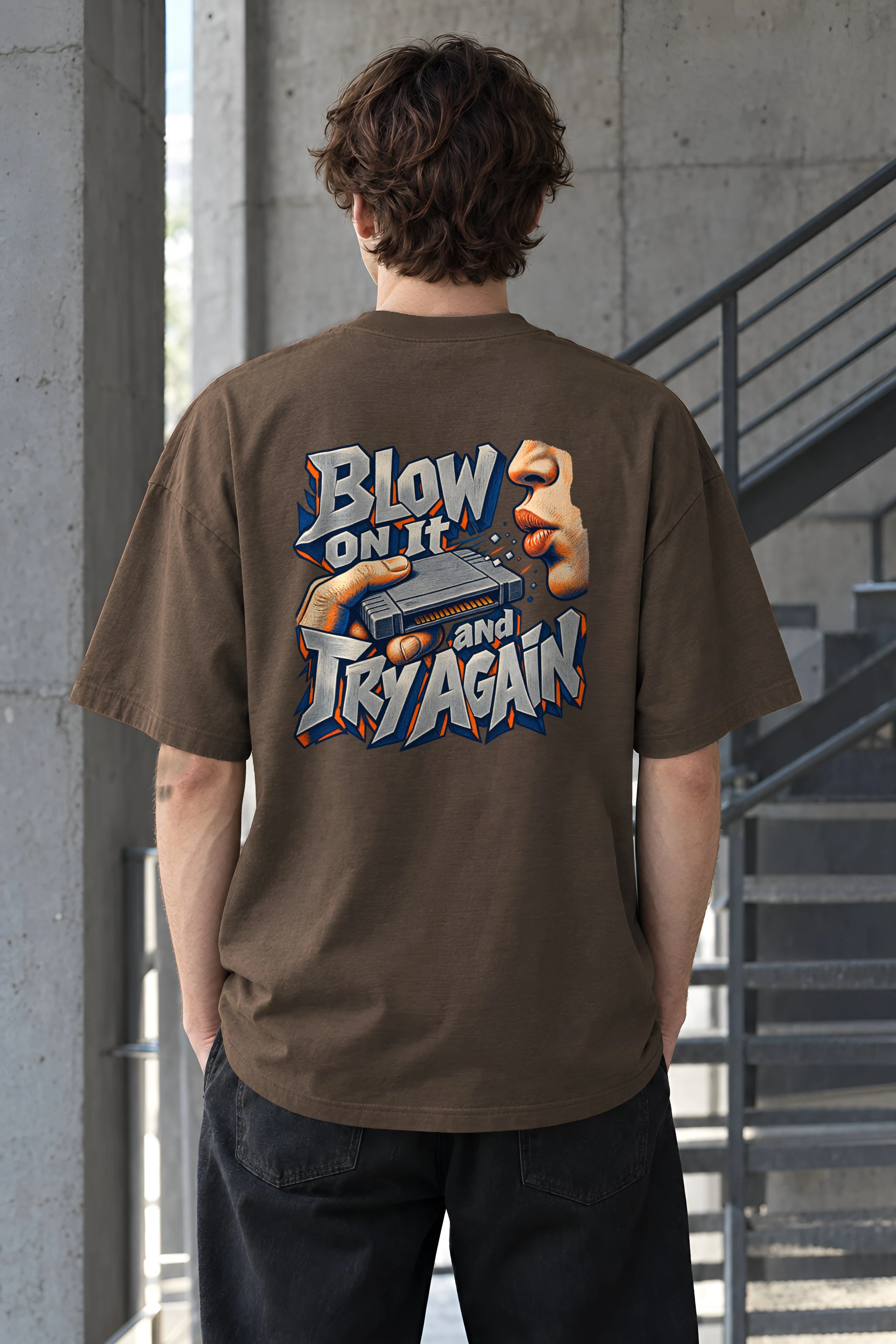 "Blow On It And Try Again" Unisex Oversized Heavyweight Crewneck T-Shirt