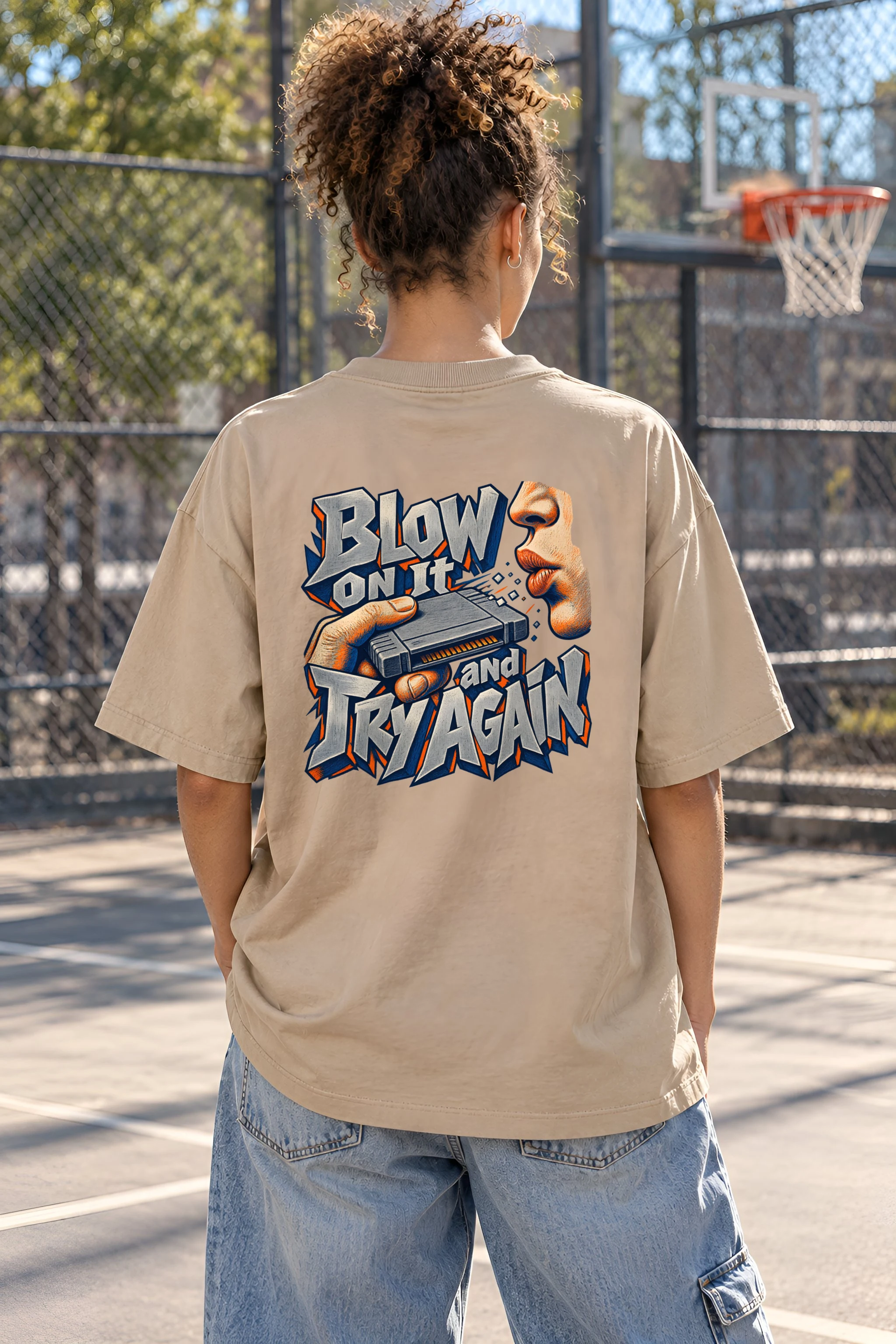 "Blow On It And Try Again" Unisex Oversized Heavyweight Crewneck T-Shirt