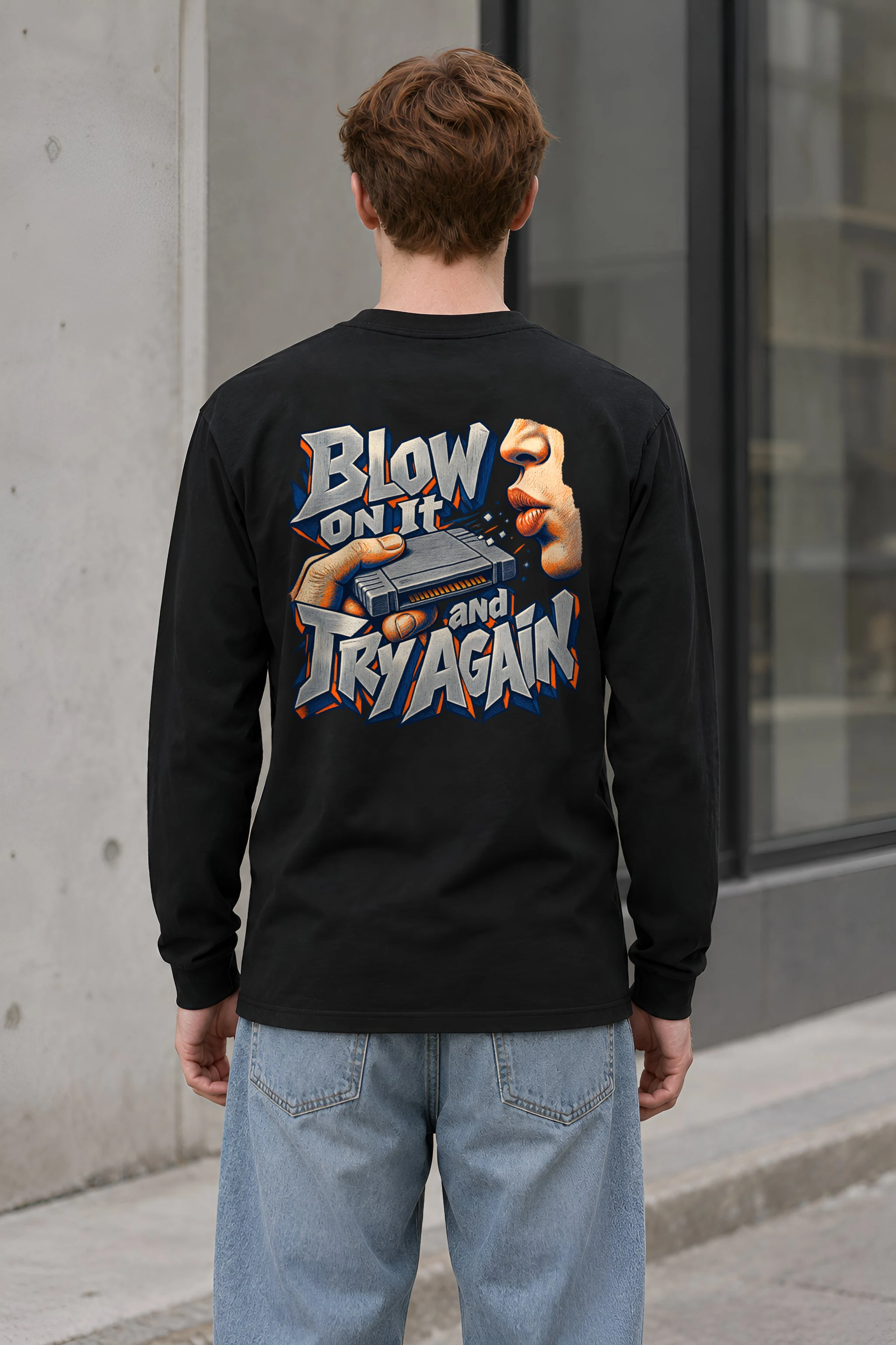 "Blow On It Game Cartridge" Unisex Longsleeve T-shirt