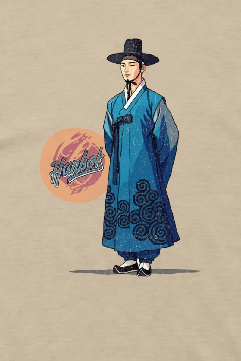 "Blue Hanbok Portrait" Unisex Longsleeve T-shirt