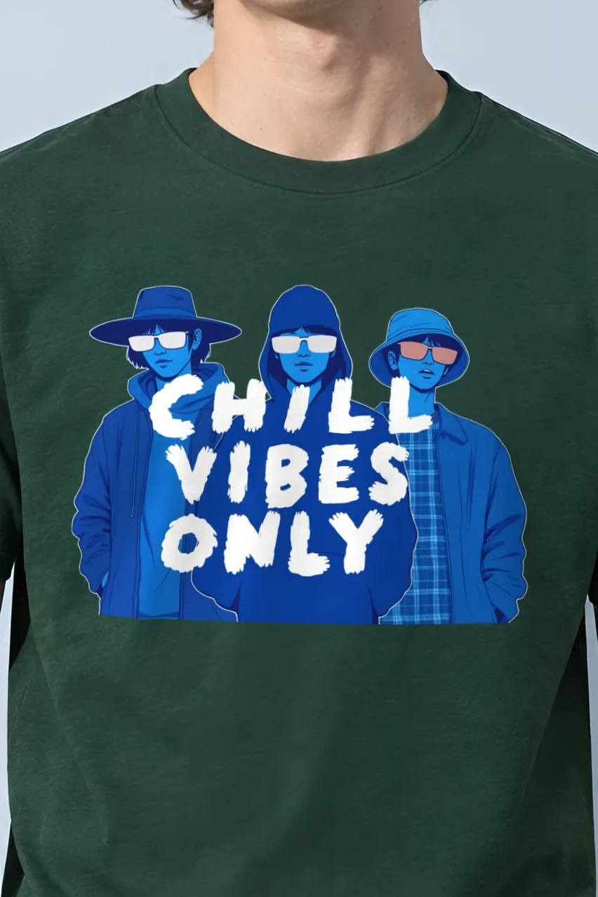 "Blue Shade Society" Heavyweight Unisex Crewneck T-shirt - the graphic up close