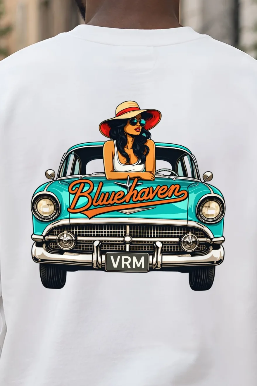 "Bluehaven Drive" 1 Crewneck Sweatshirt - the graphic up close