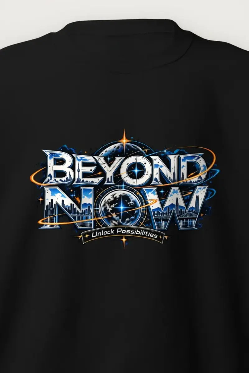 "Skyline Letter Nightfall" Heavy Blend Unisex Crewneck Sweatshirt - the graphic up close