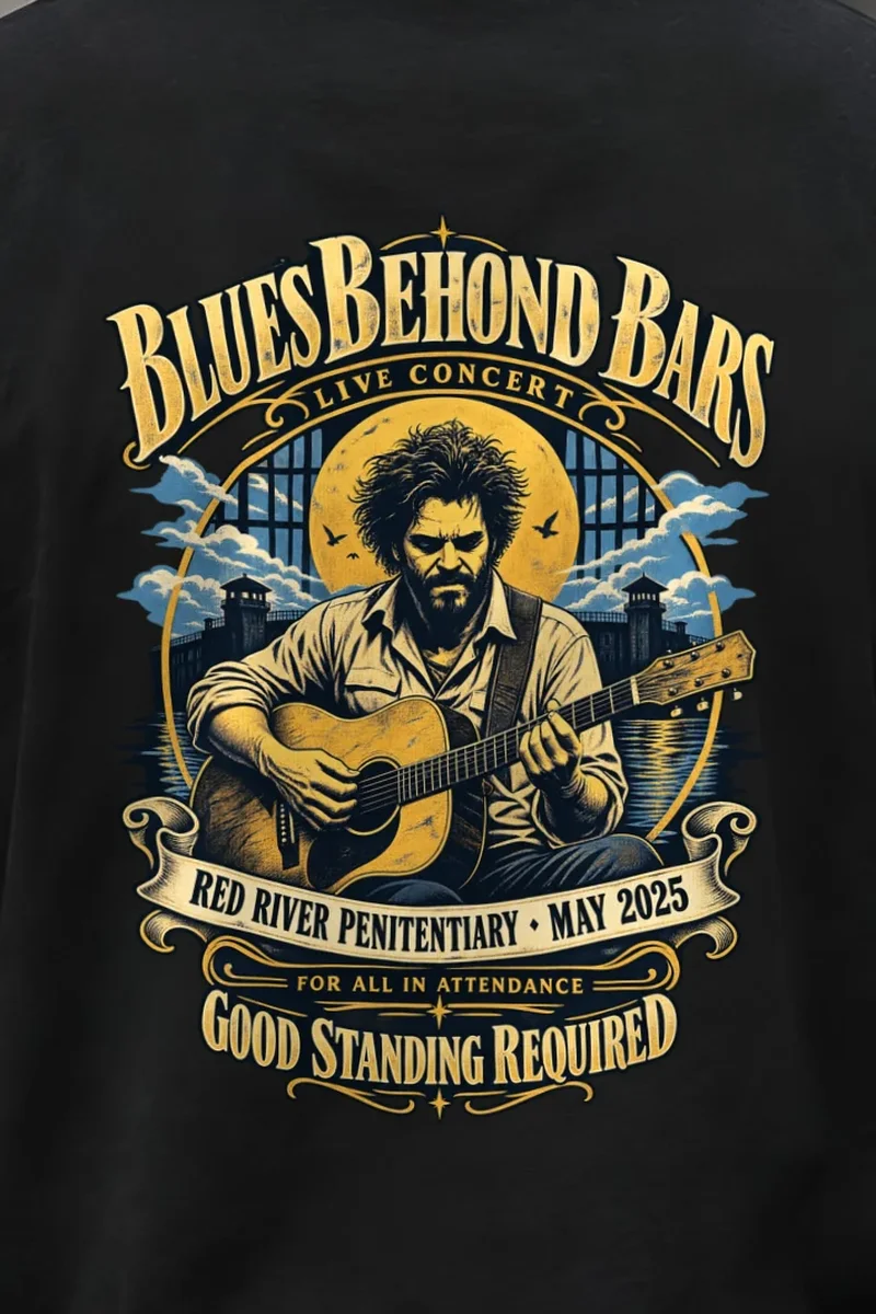 "Blues Beyond Bars" Unisex Longsleeve T-shirt - the graphic up close