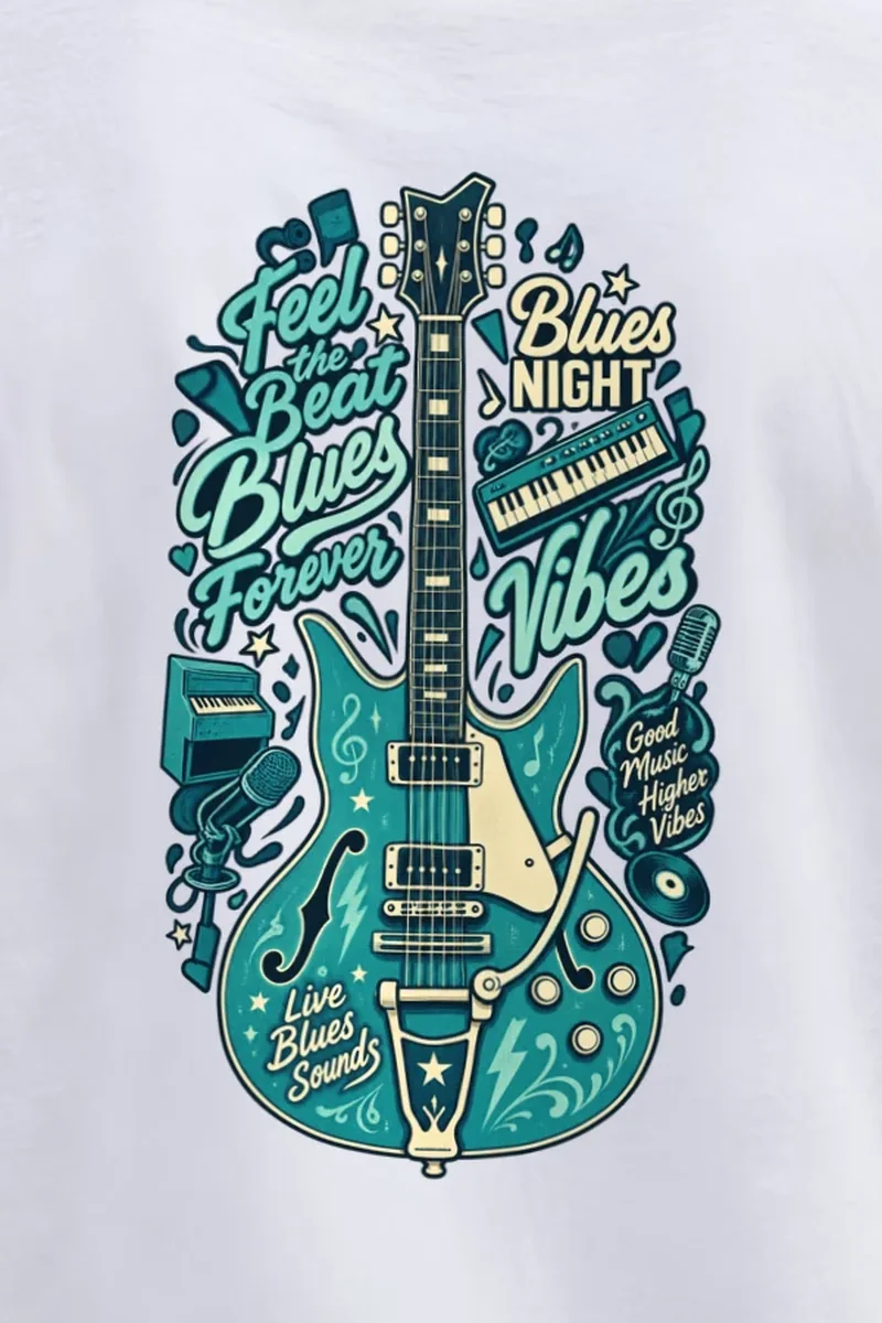 "Blues Night Vibes" Heavyweight Unisex Crewneck T-shirt