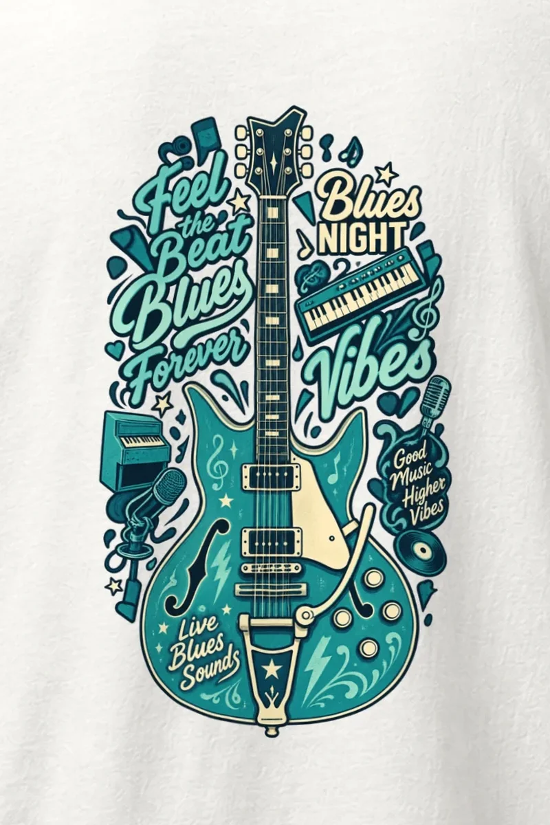 "Blues Night Vibes" Heavyweight Unisex Crewneck T-shirt