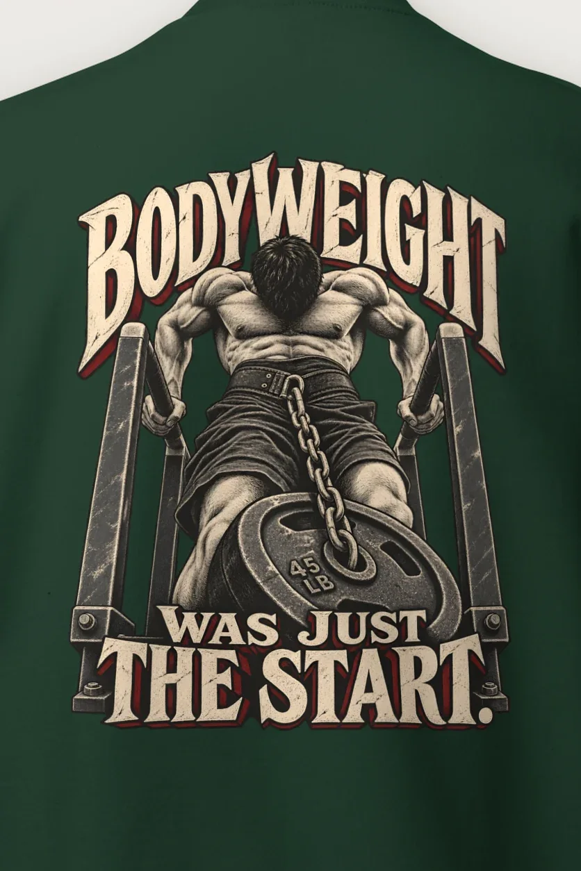 "Bodyweight Was Just the Start" Heavy Blend Unisex Crewneck Sweatshirt - the graphic up close