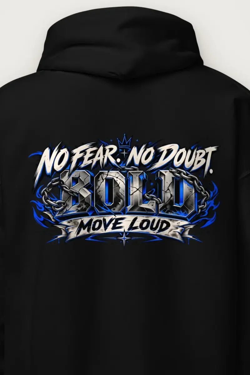 "No Fear No Doubt Bold" Heavy Blend Unisex Pullover Hoodie - the graphic up close