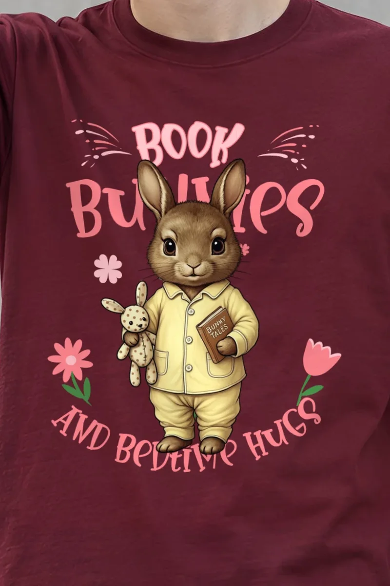 "Book Bunnies Bedtime Hugs" Heavyweight Unisex Crewneck T-shirt